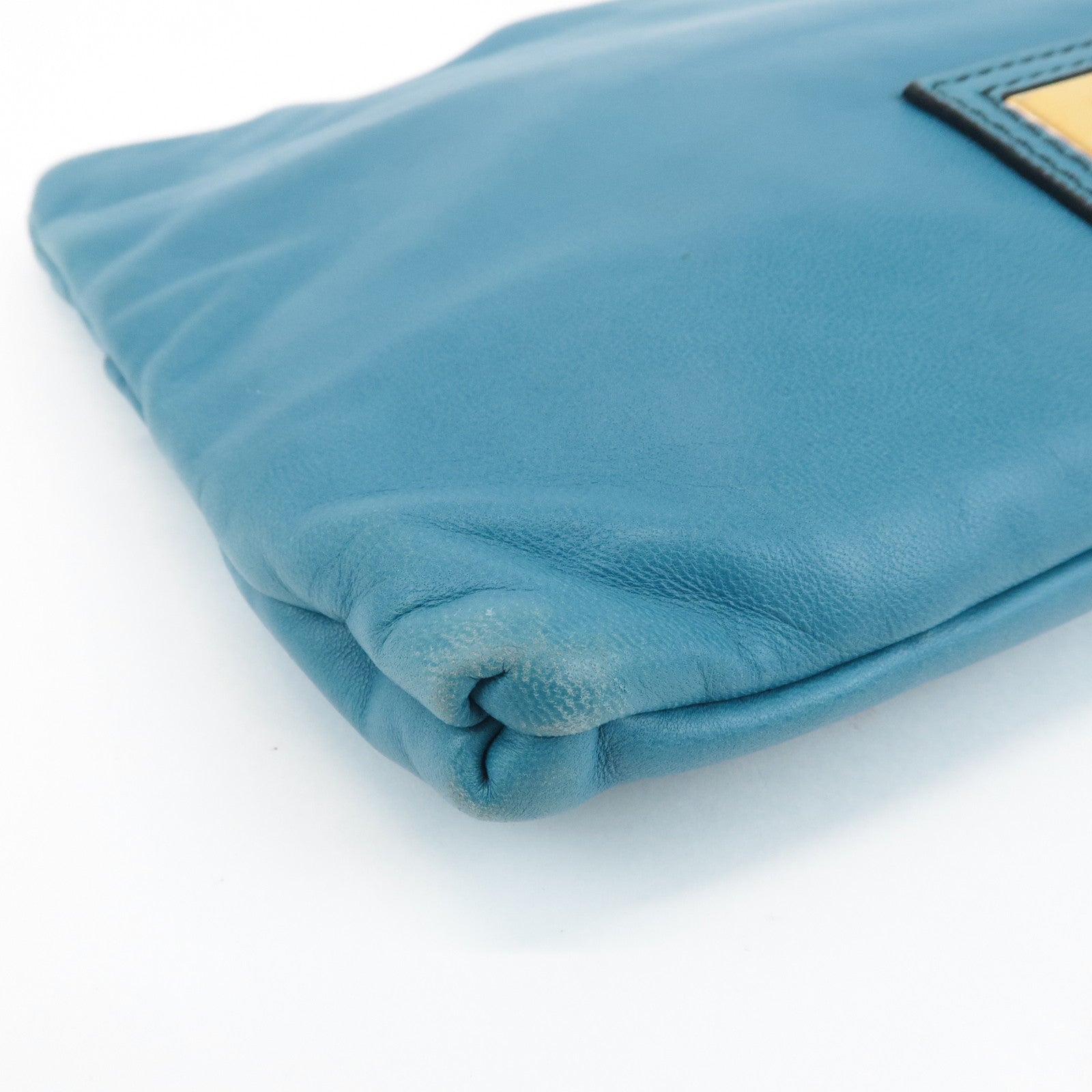 VALENTINO Leather Ribbon Clutch Bag Hand Bag Pouch Blue Used