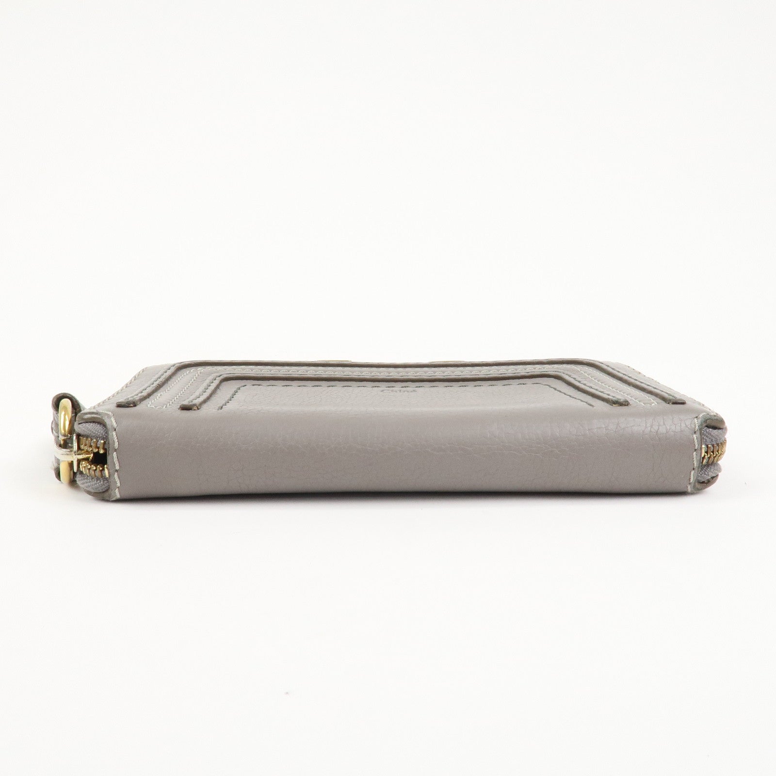 Chloe Marcie Leather Round Zippy Long Wallet Gray