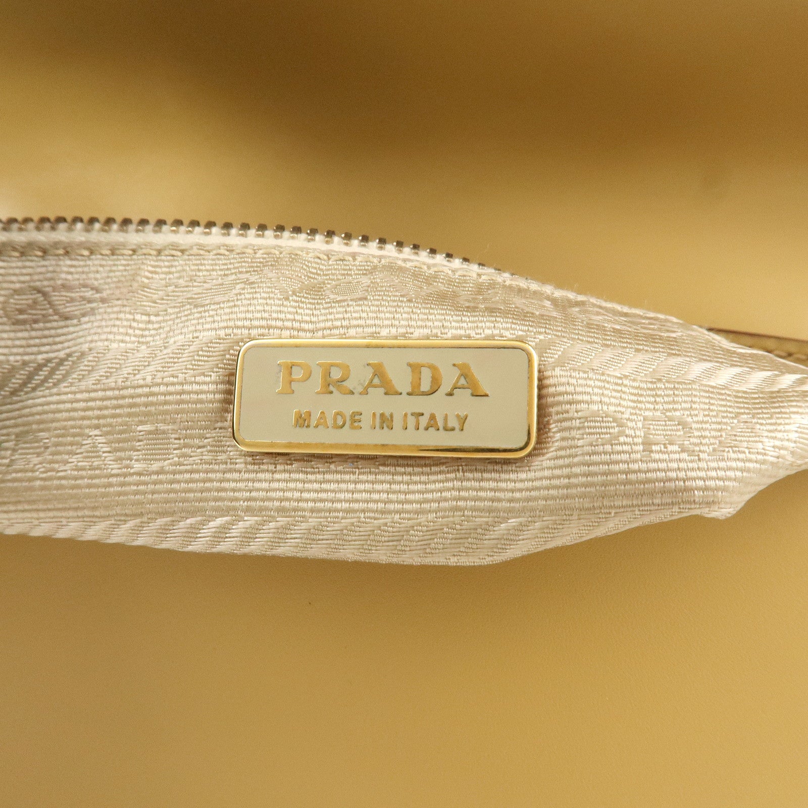 PRADA Logo Leather Shoulder Bag Hand Bag Beige