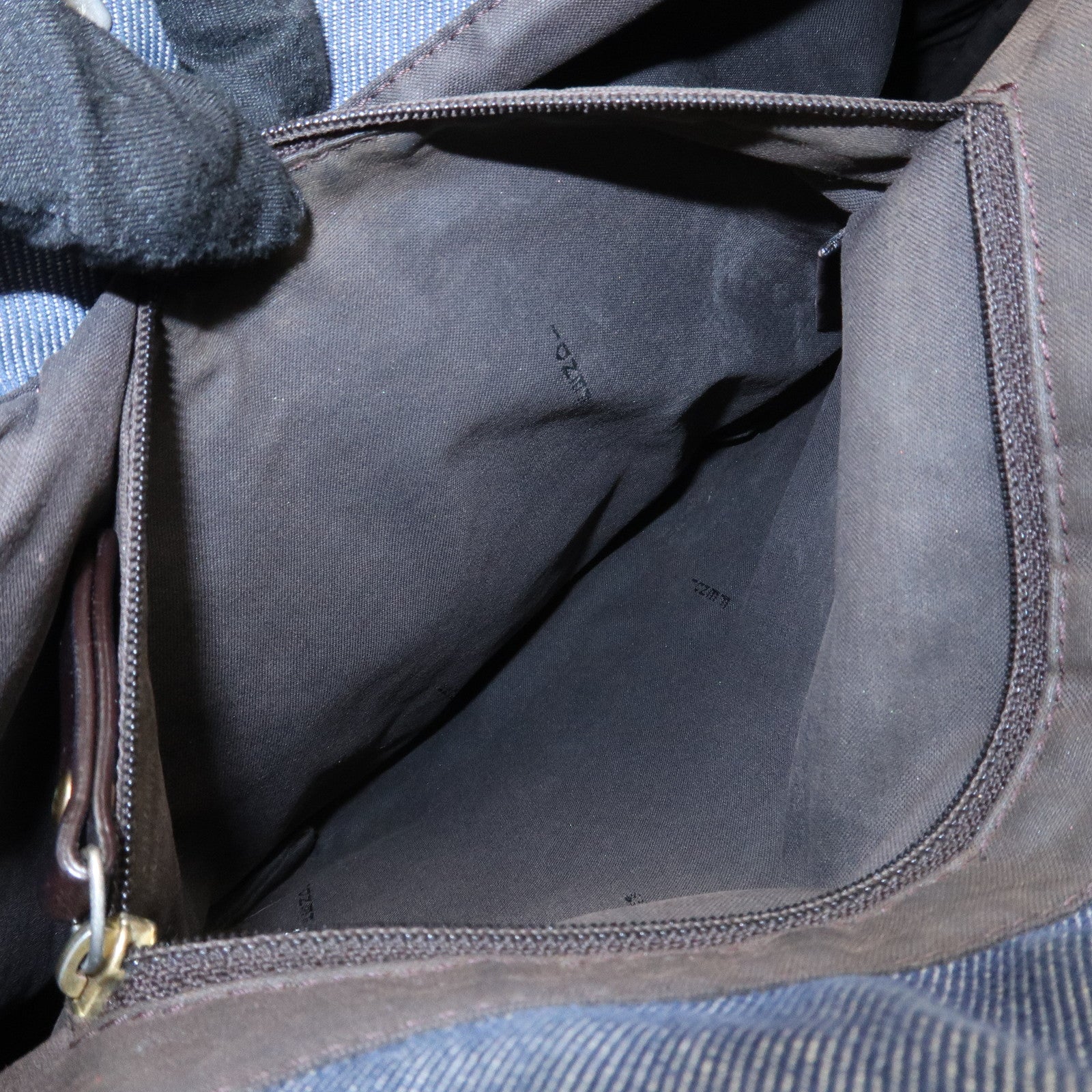 FENDI Denim Tote Bag Shoulder Bag Navy Brown 8BH165