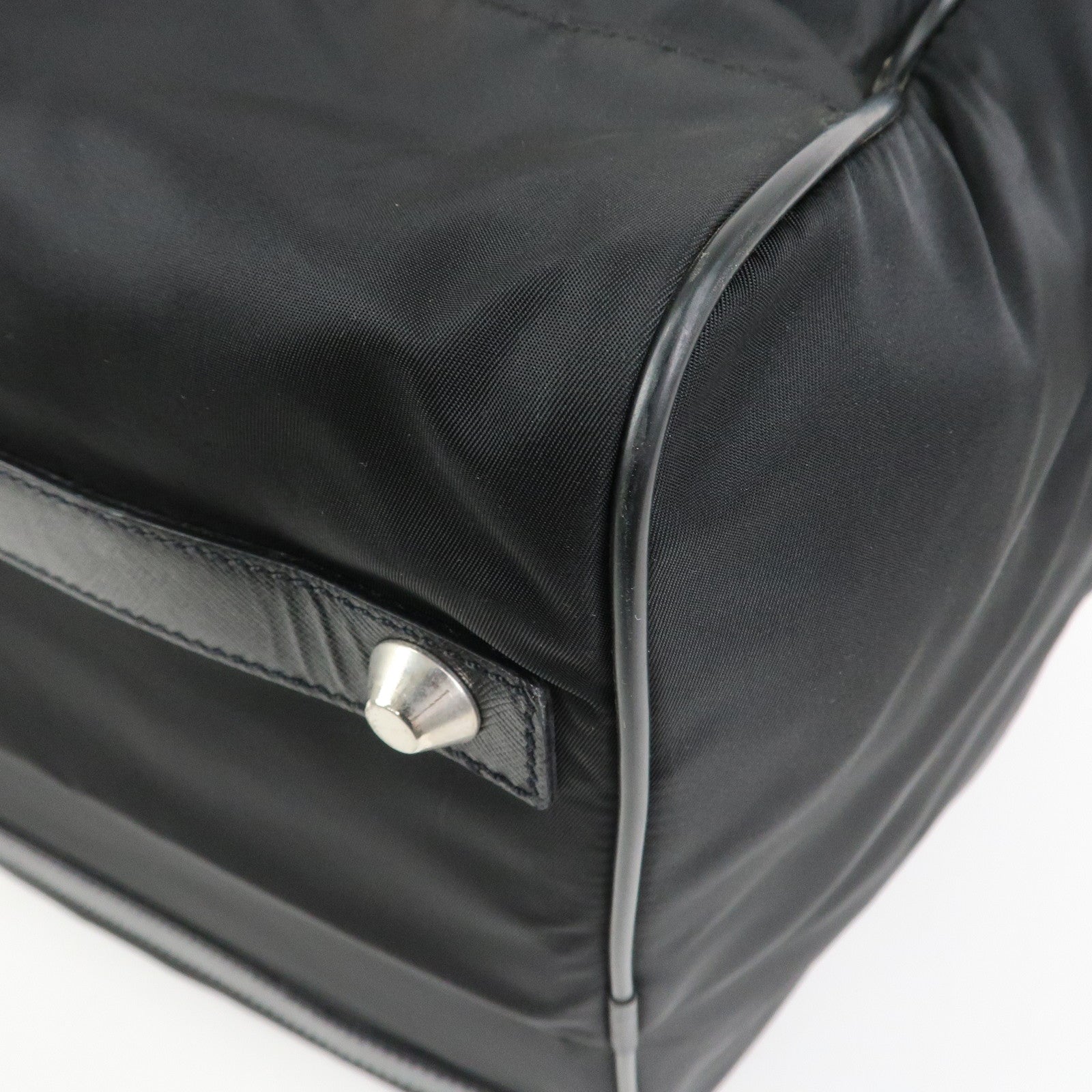 PRADA Nylon Saffiano Leather 2WAY Bag Boston Bag Black VS001S