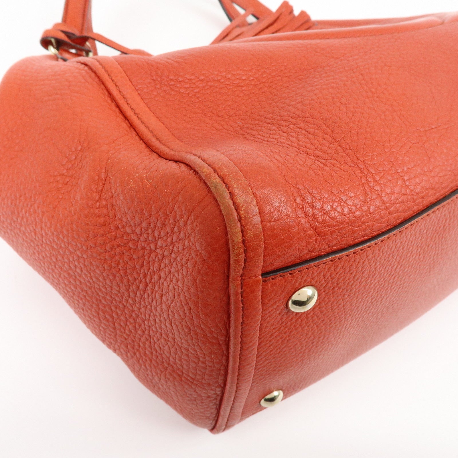 GUCCI SOHO Interlocking G Leather Tote Bag Hand Bag Orange 282309