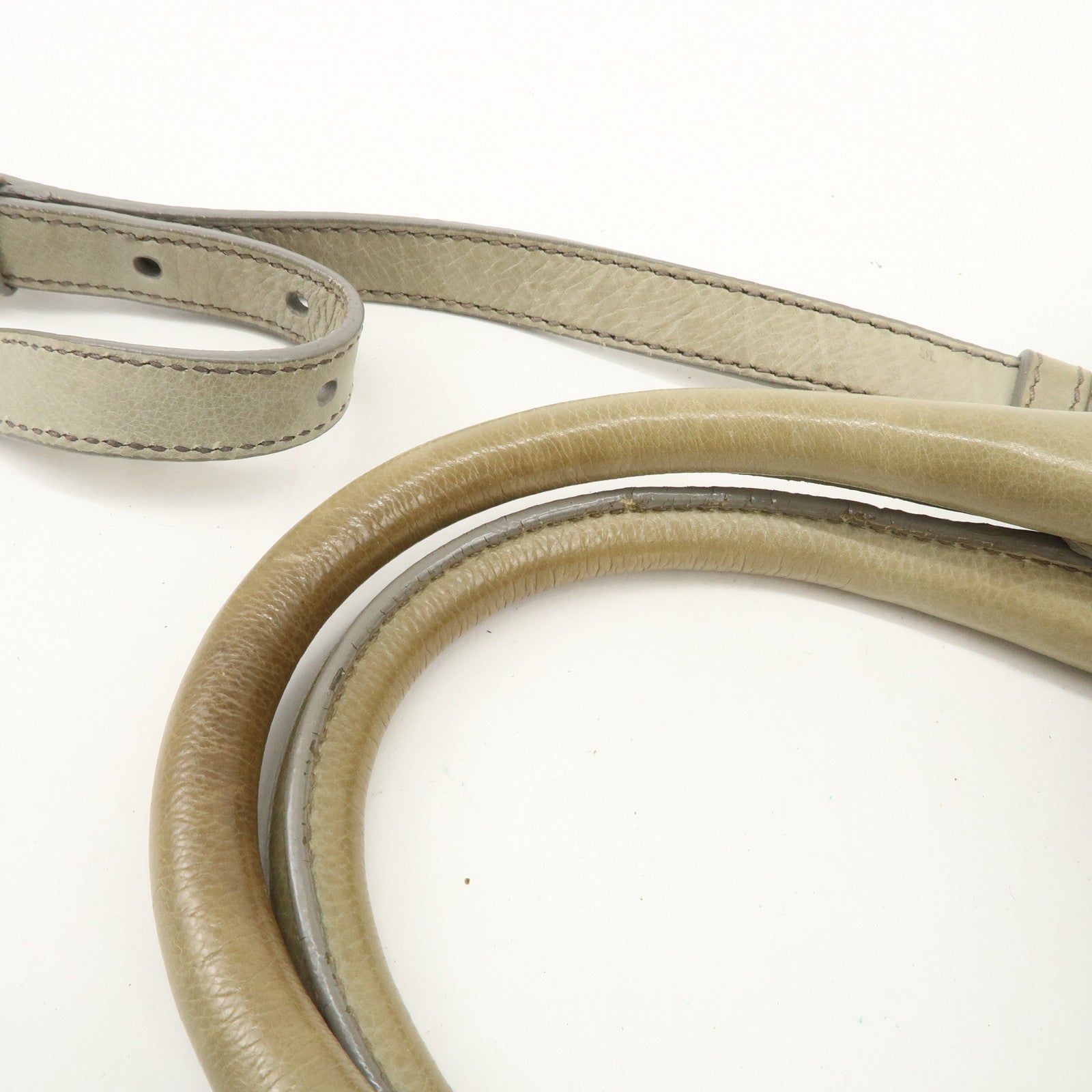 PRADA Logo Ribon Leather 2WAY Tote Bag Hand Bag Beige Gold HDW BN2245 Used