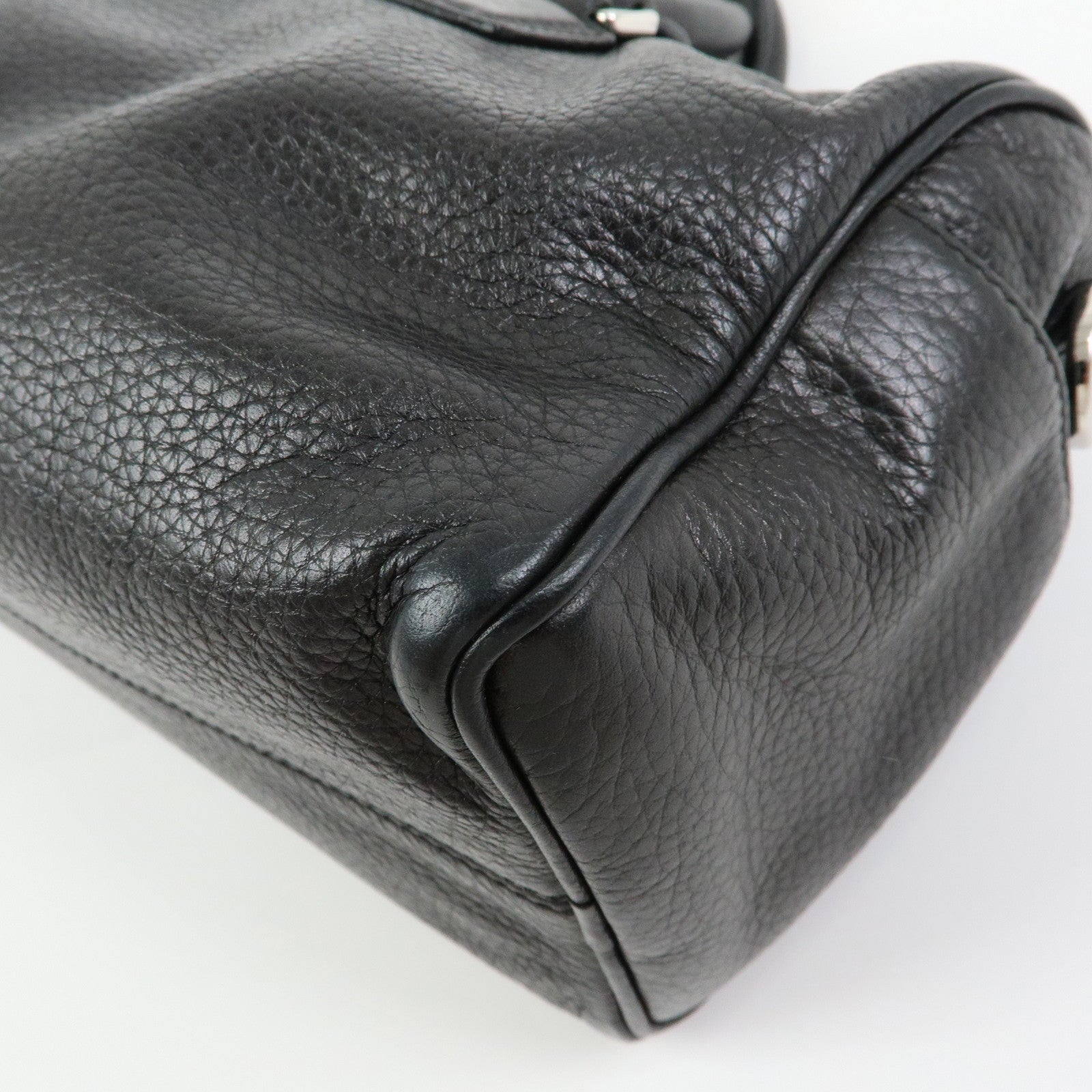 LOEWE Anagram Calf Leather Hand Bag Mini Boston Bag Black