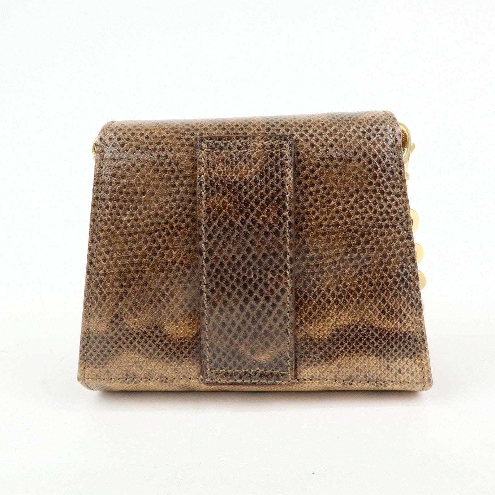 Ferragamo Gancini Embossed Leather 2Way Mini Shoulder Bag Brown