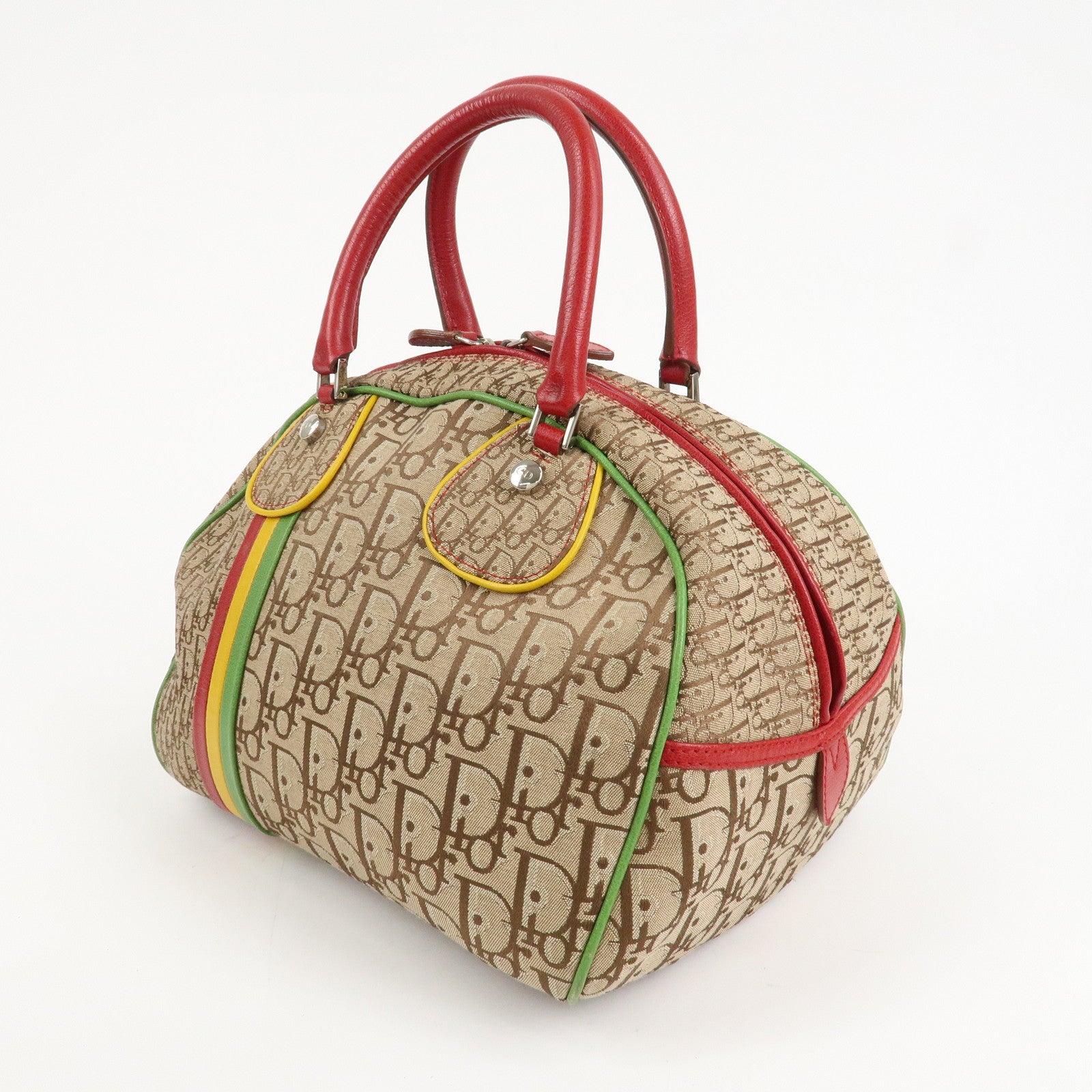 Christian Dior Rasta Trotter Canvas Boston Bag Beige 08RU0064 Used