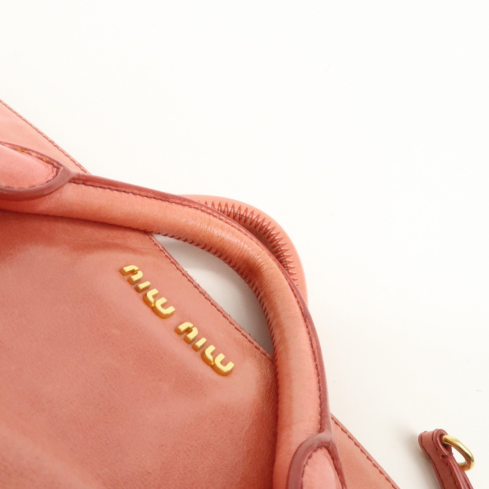 MIU MIU Leather Ribbon 2Way Shoulder Bag Hand Bag Pink RT0365