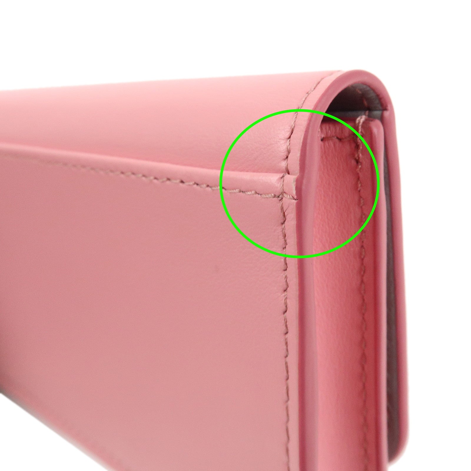 MIU MIU Leather Ribbon Bifold Card Case Pink Gray 5MBC011 Used