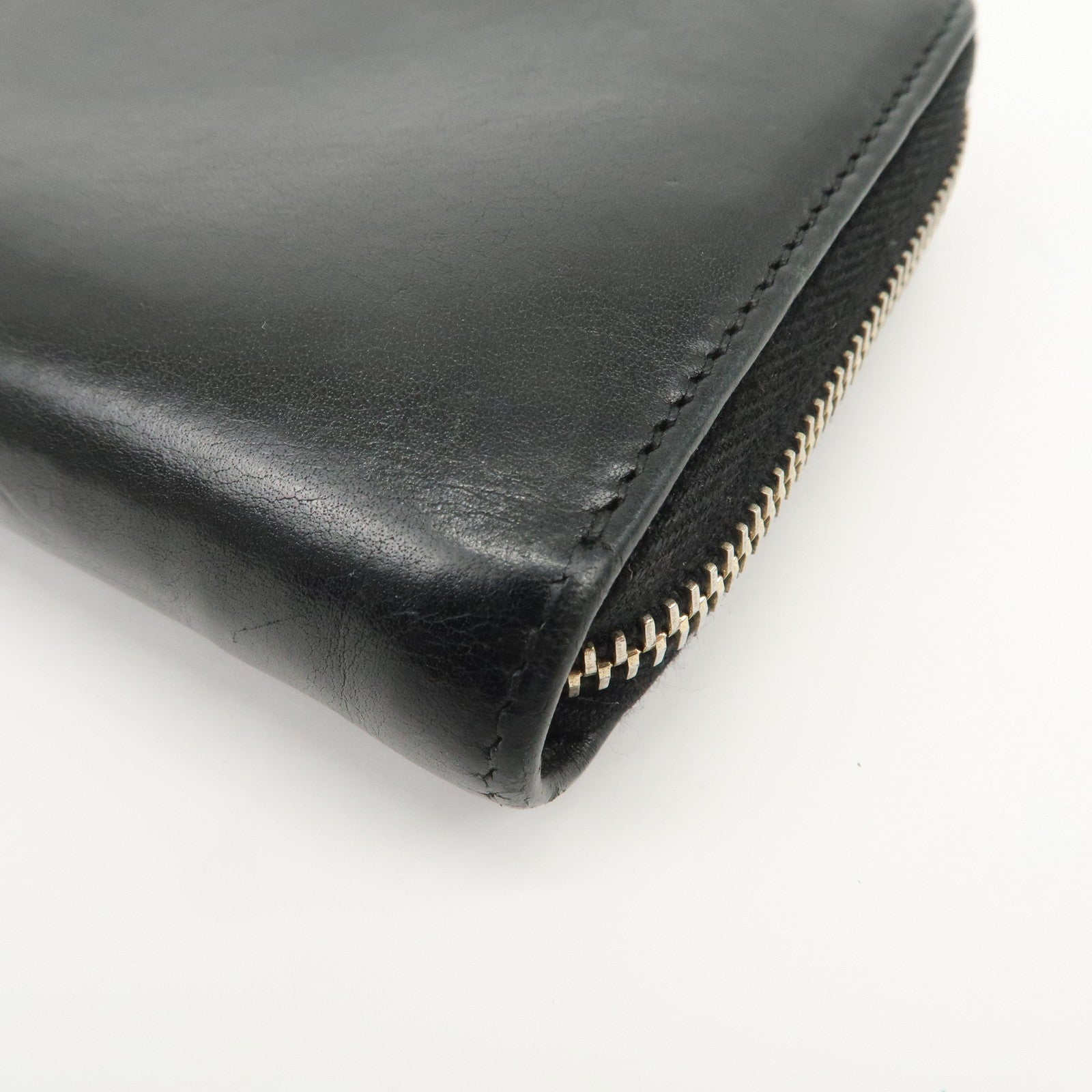 GUCCI Bamboo Logo Leather Round Zippy Wallet Black 224253