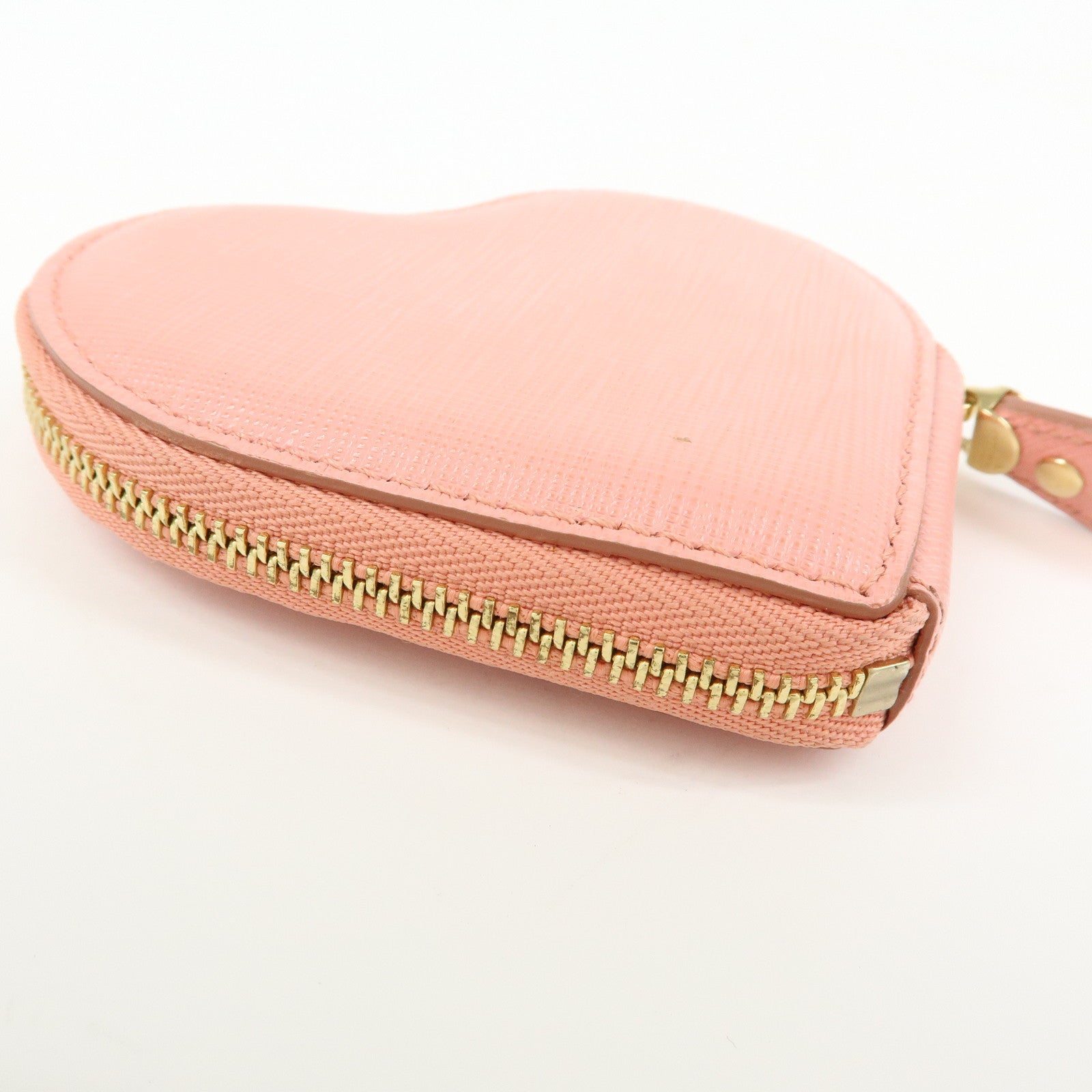 Ferragamo Gancini Leather Heart Motif Coin Case Pink