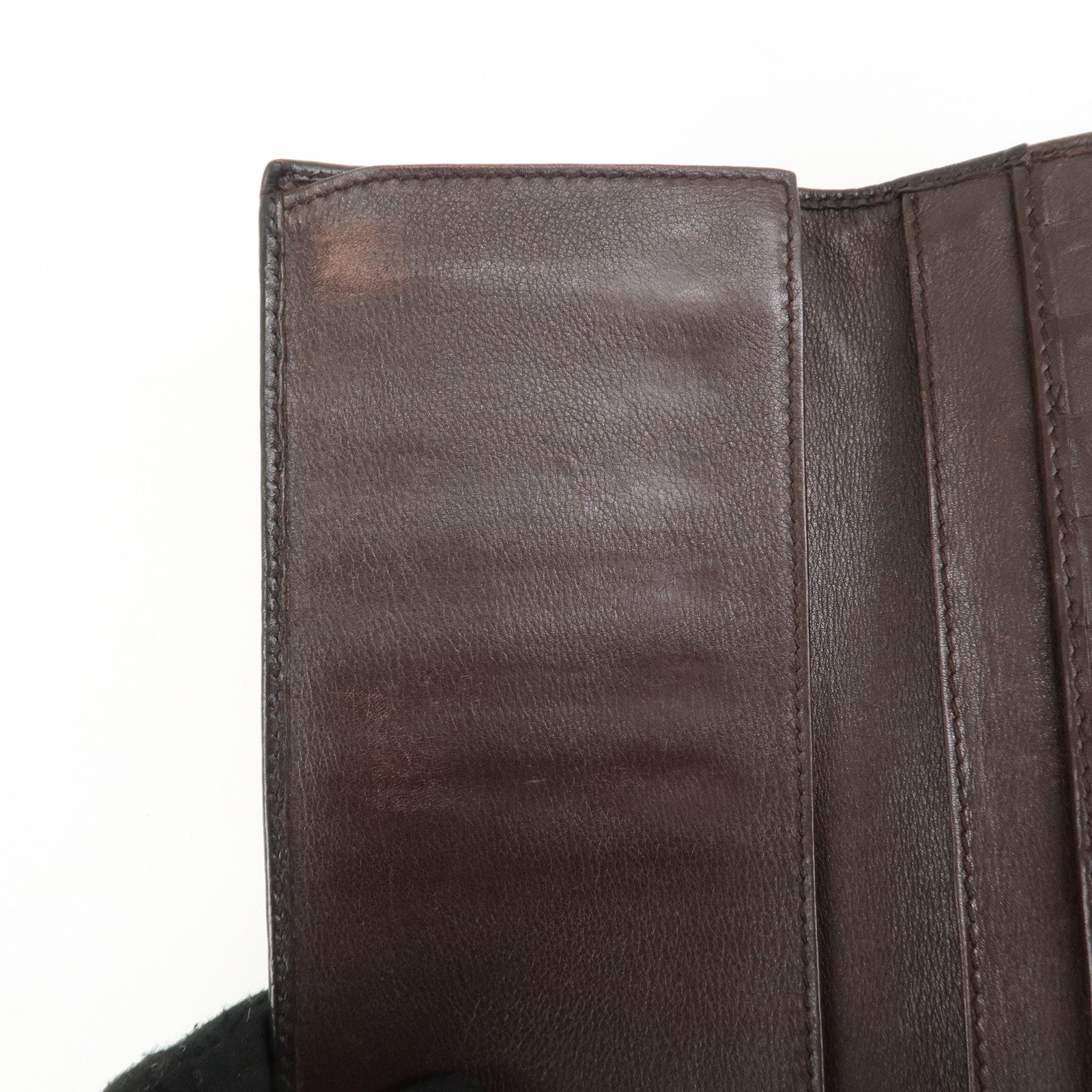 GUCCI Set of 3 Leather Long Wallet Round Zippy Wallet Bi-fold Wallet Dark Brown Pink Used