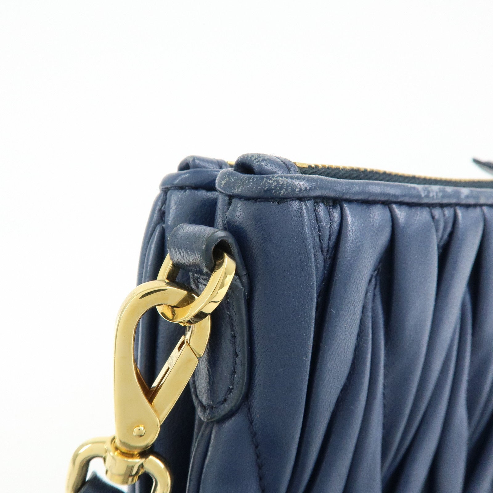 MIU MIU Matelasse Leather Shoulder Bag Crossbody Bag Blue