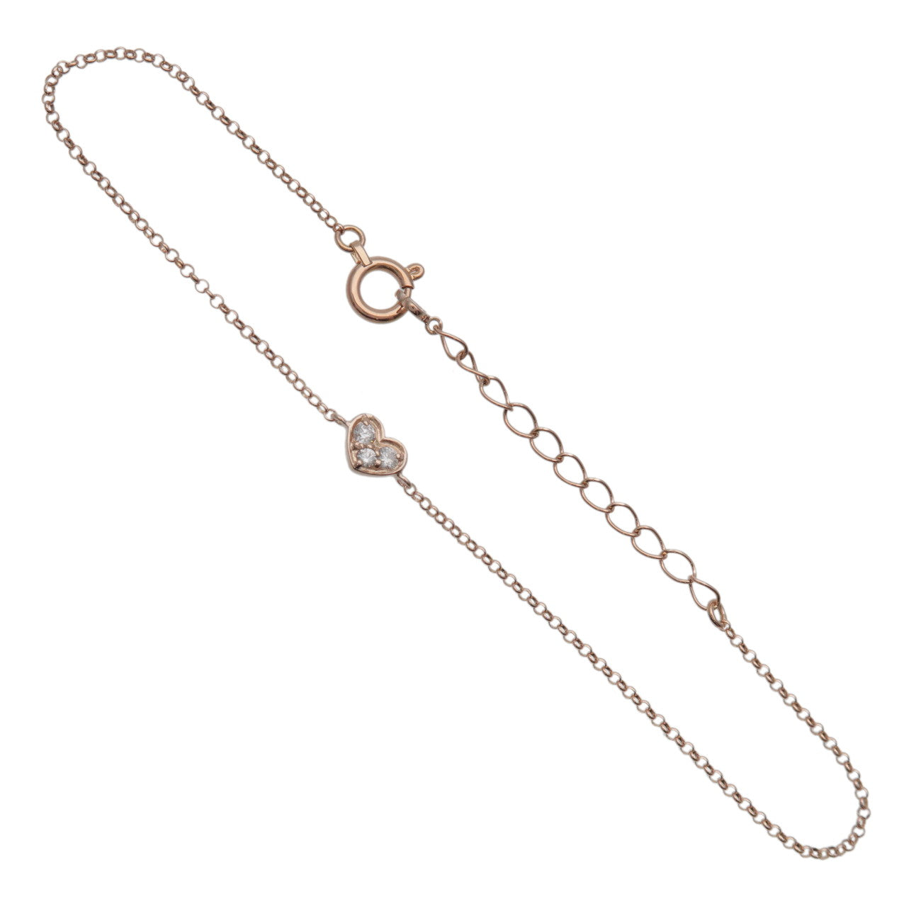 Ponte Vecchio Heart Motif 3P Diamond Bracelet K18 750PG Rose Gold
