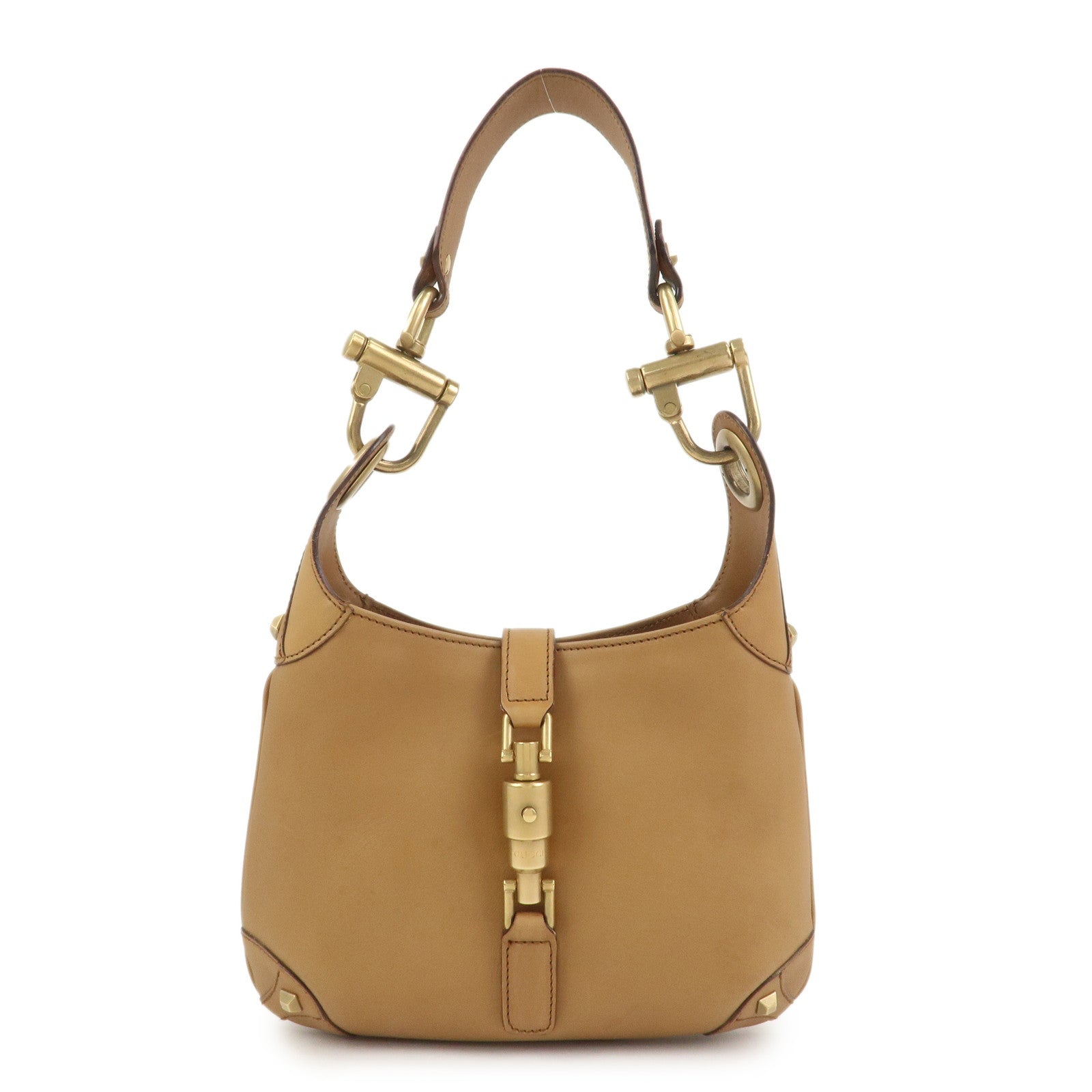 GUCCI New Jackie Leather Shoulder Bag Hand Bag Brown120885