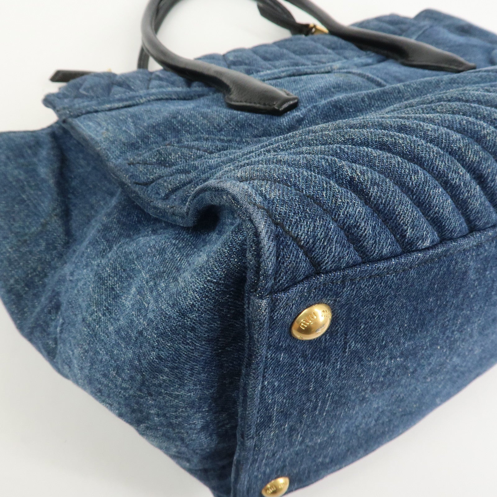 MIU MIU Biker Denim 2Way Tote Bag Hand Bag Shoulder Bag Blue RN1031