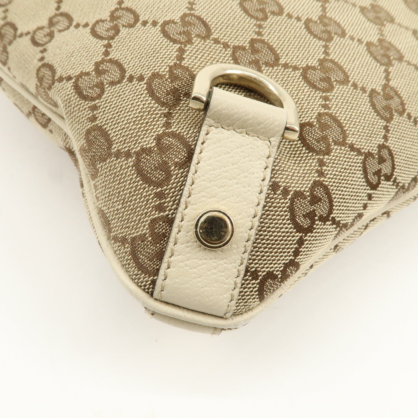 GUCCI Abbey GG Canvas Leather Shoulder Bag Beige Ivory 131326