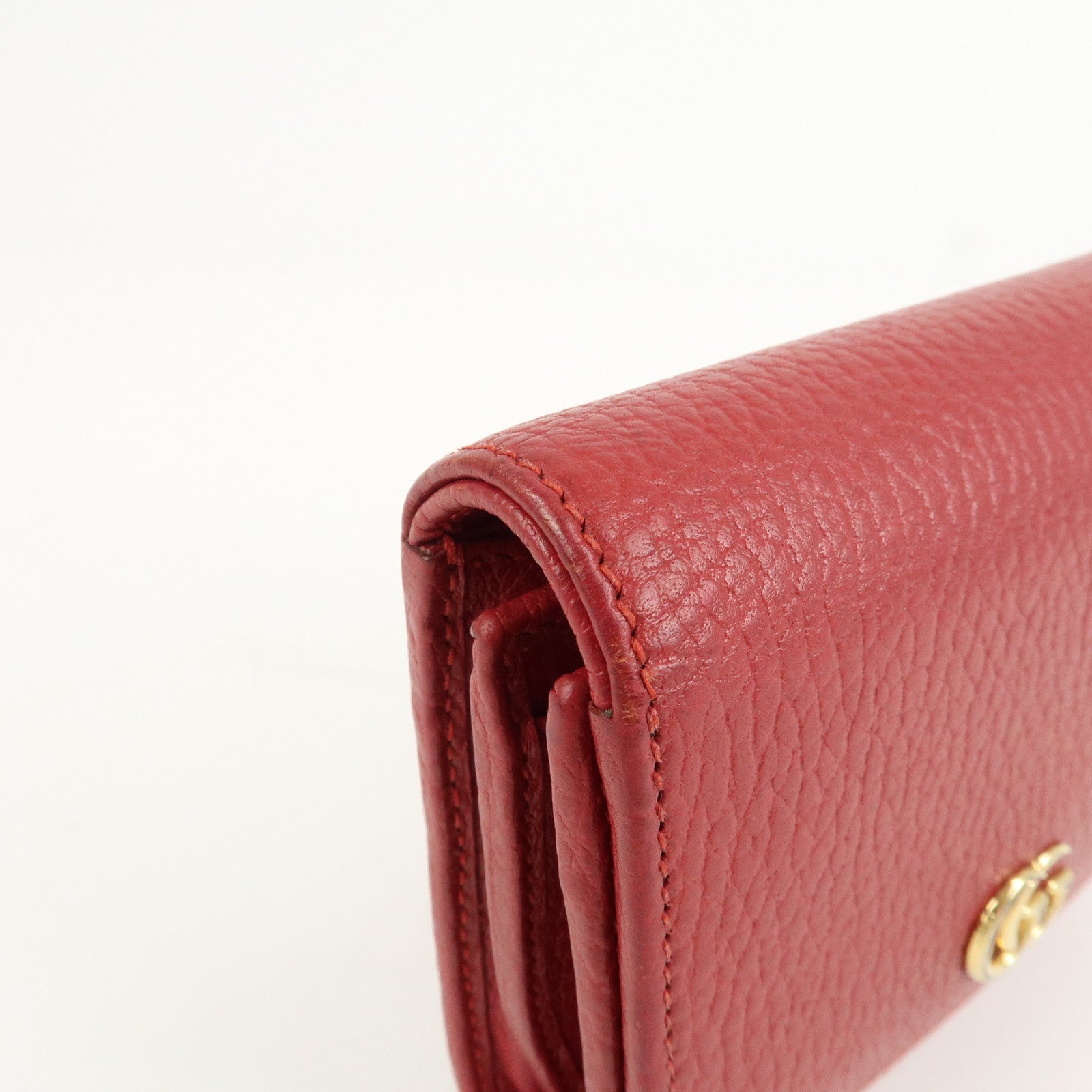 GUCCI GG Marmont Leather Mudium Compact Wallet Red 598587