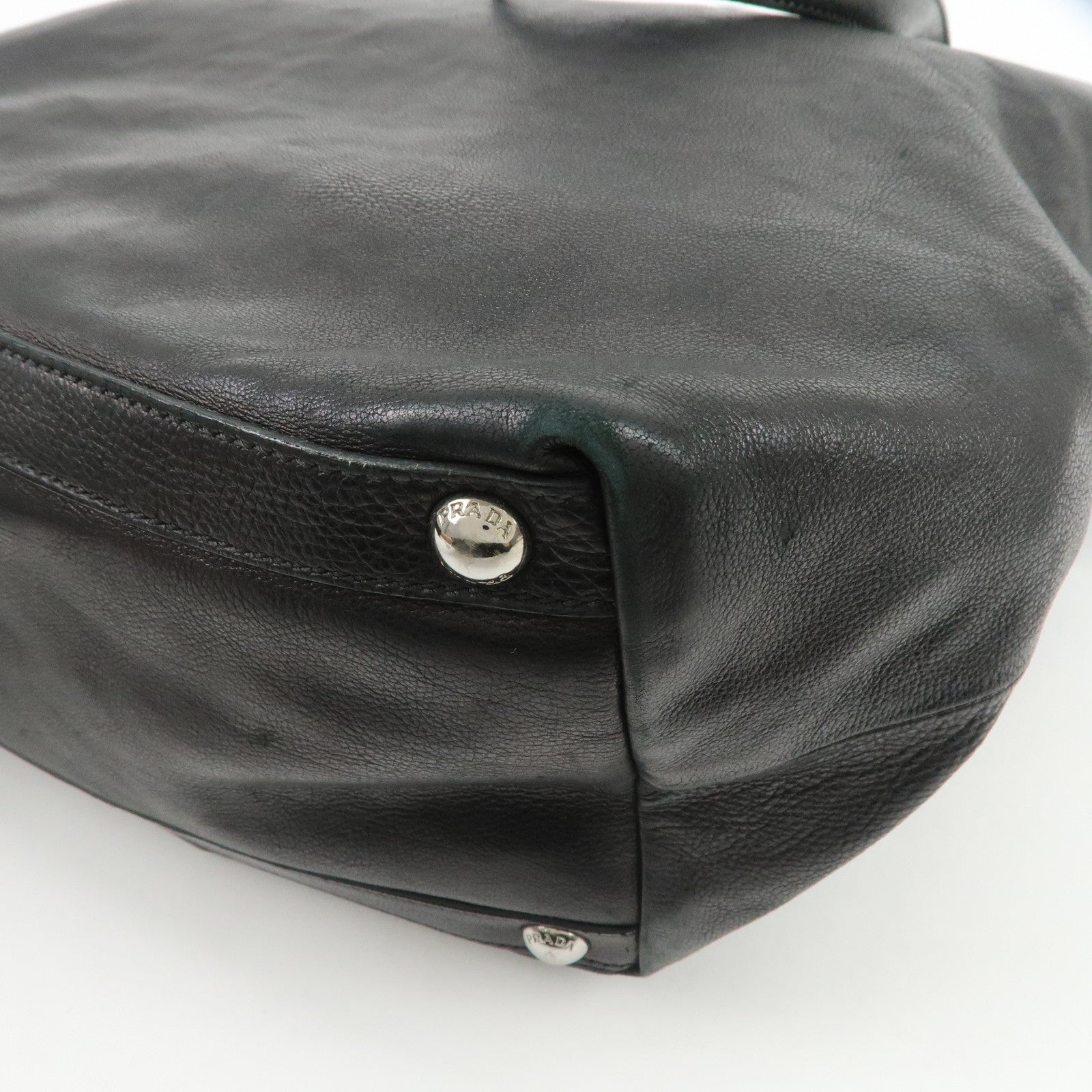 PRADA Leather 2Way Bag Tote Bag Shoulder Bag Black VA0801