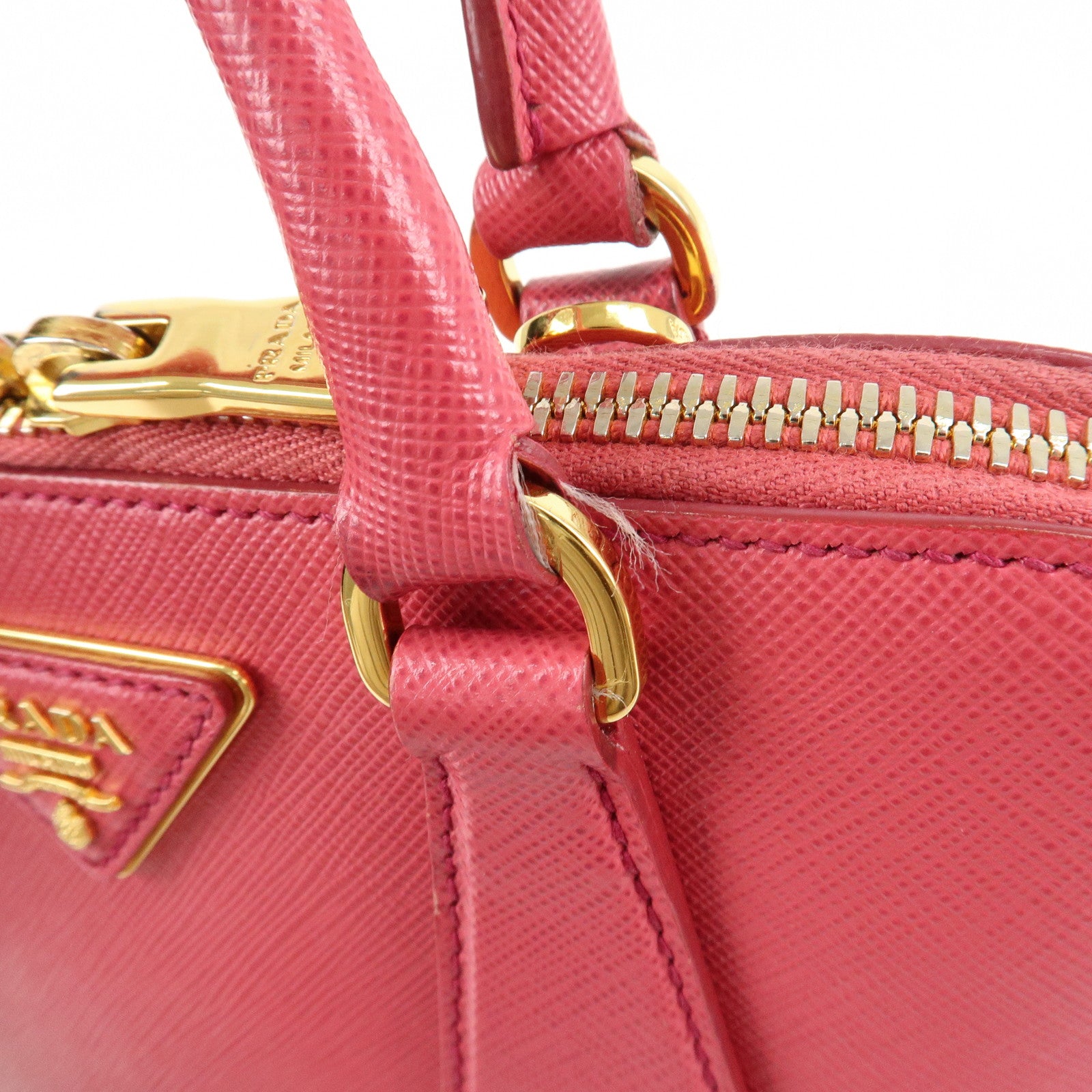 PRADA Promenade Small Saffiano Leather 2Way Bag Hand Bag Pink BL0838 Used