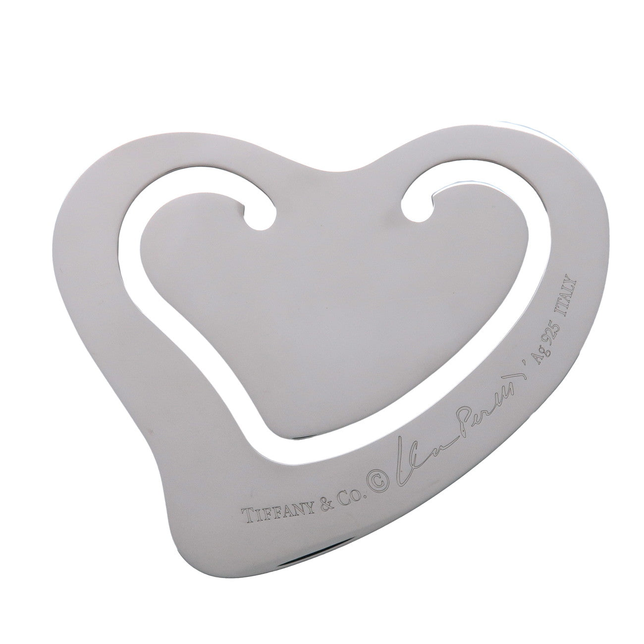 Tiffany & Co Open Heart Book Mark Money Clip SV925 Silver