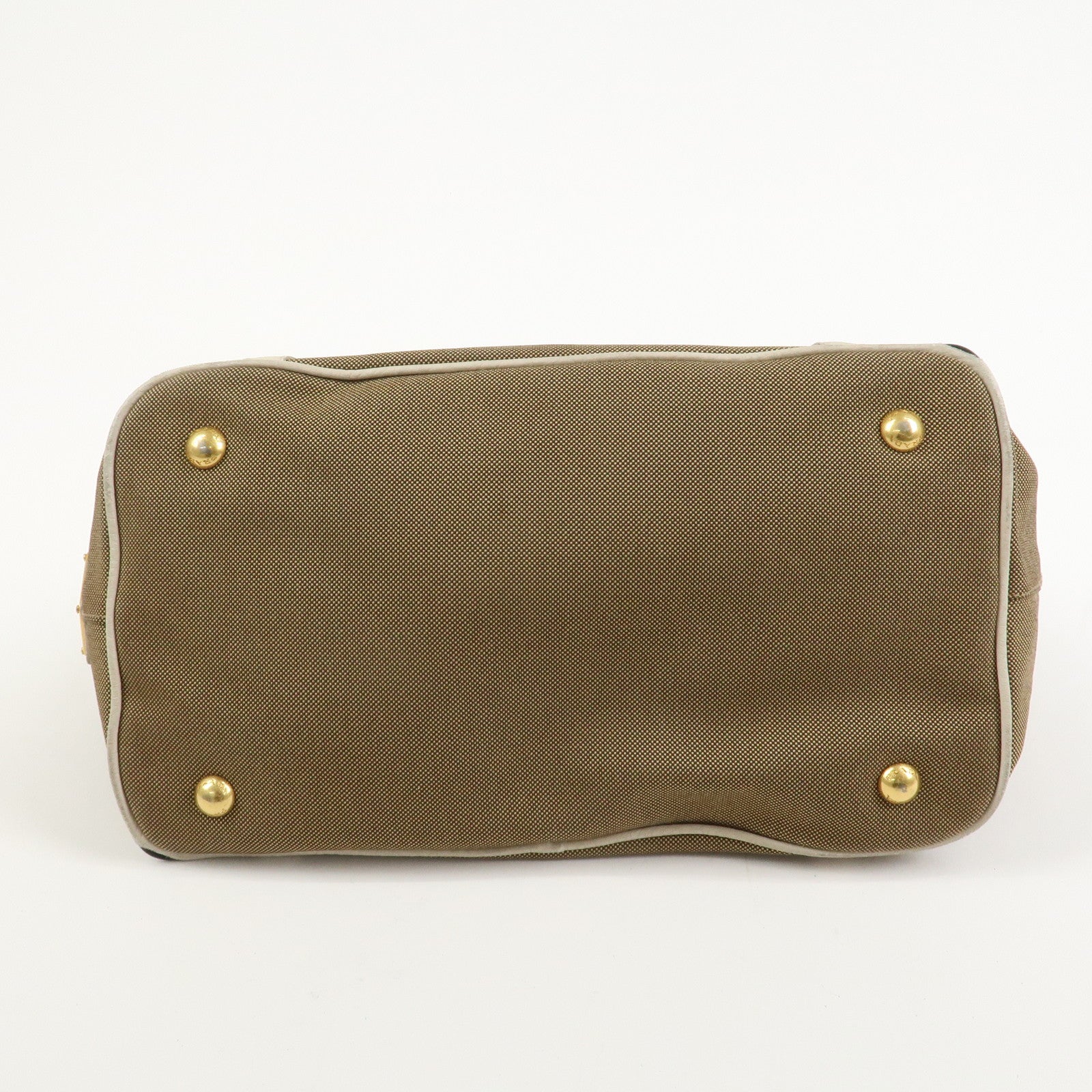 PRADA Logo Jacguard Leather 2Way Tote Bag Brown Ivory BN1841