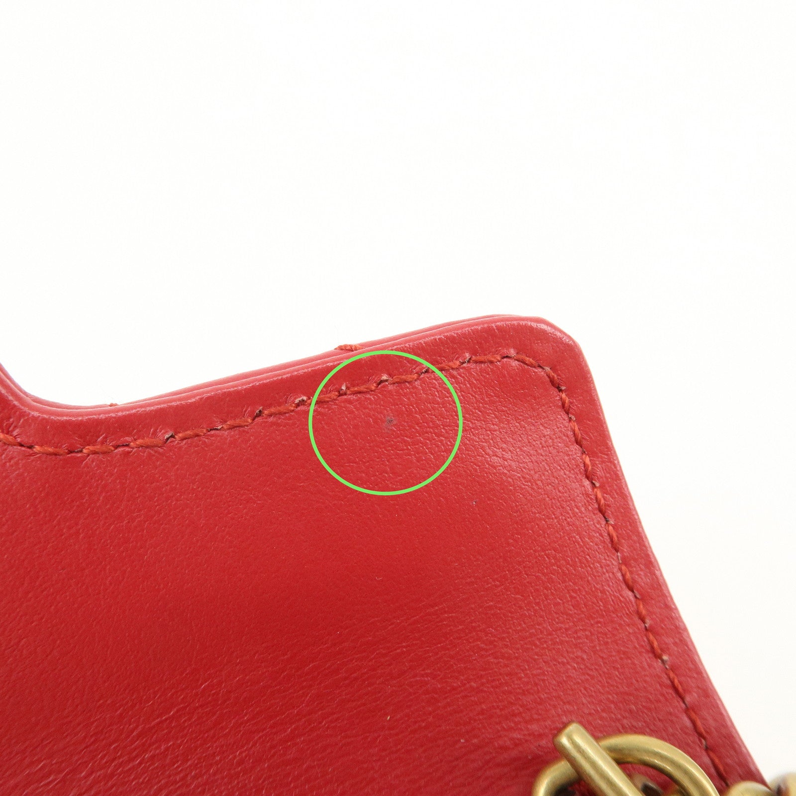 GUCCI GG Marmont Leather Chain Hand Bag Pouch Red 575161