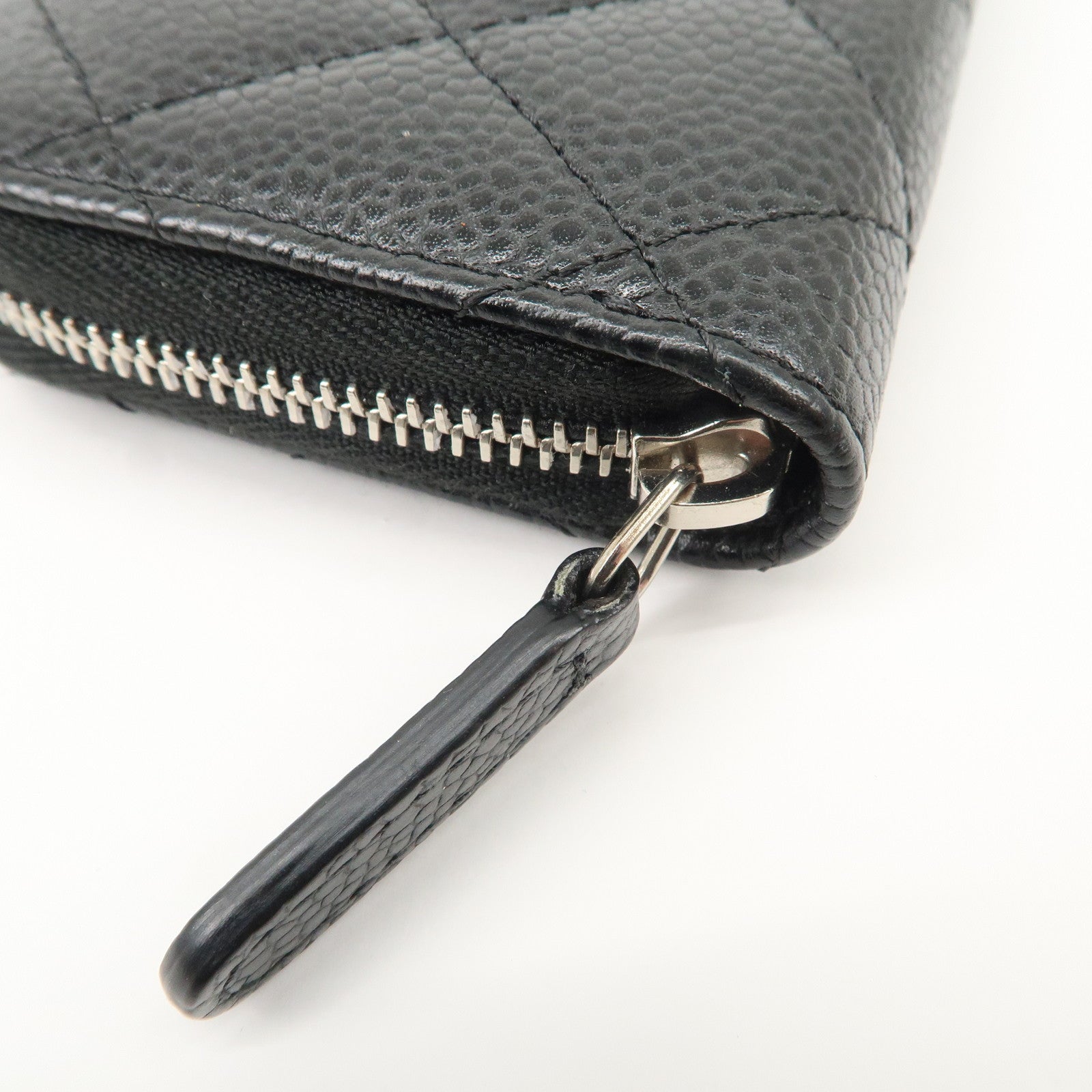 CHANEL Matelasse Caviarskin Coin Case Black Silver Hardware