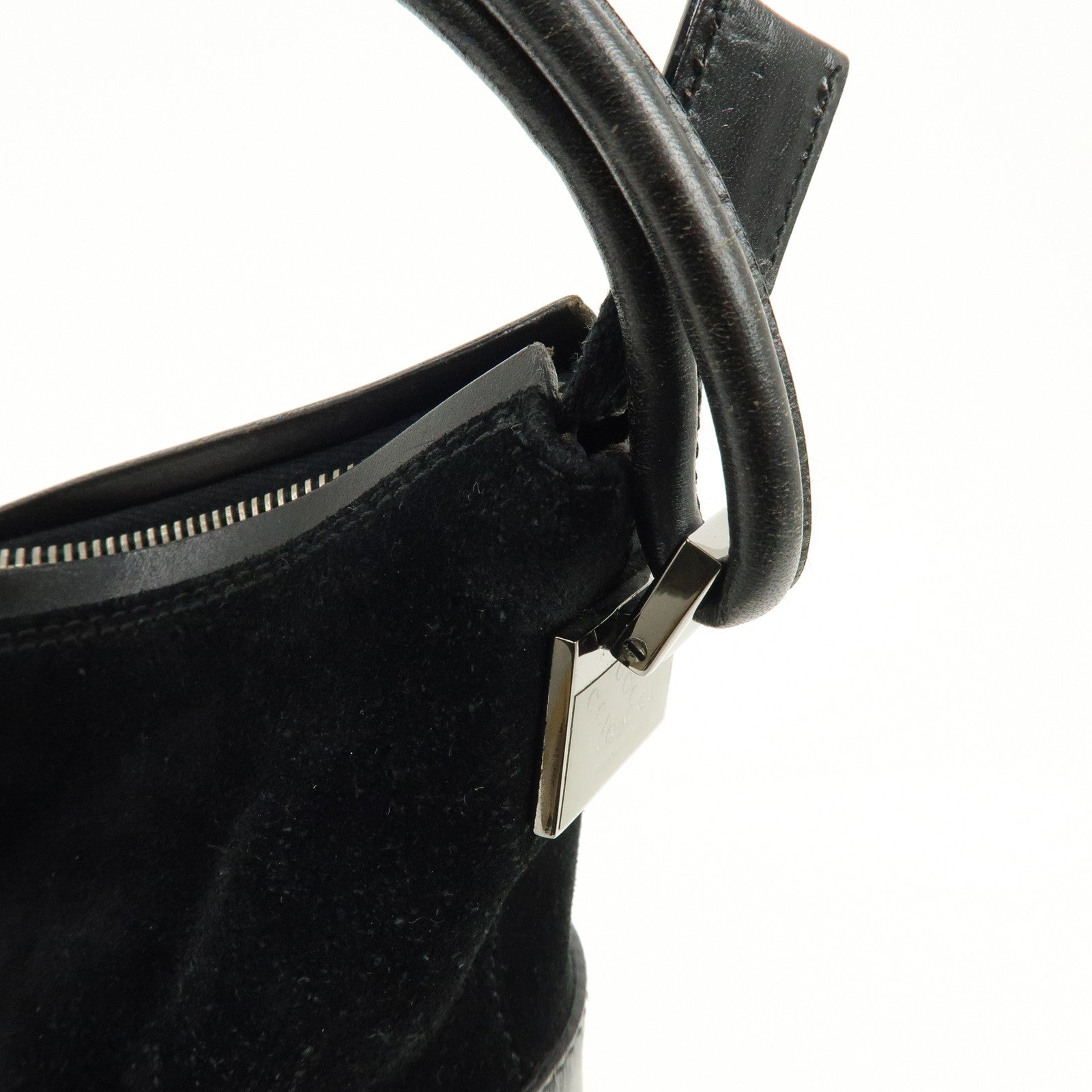 GUCCI Suede Leather Shoulder Bag Hand Bag Black 001・3770・0021222