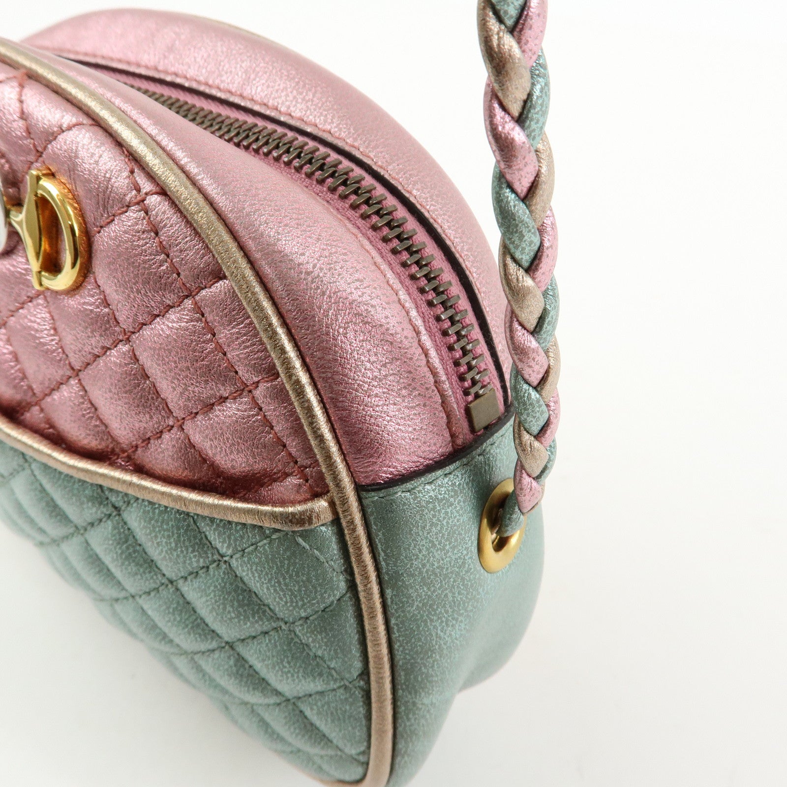 GUCCI Horsebit Laminated Quilting Leather Shoulder Bag Pink 534951