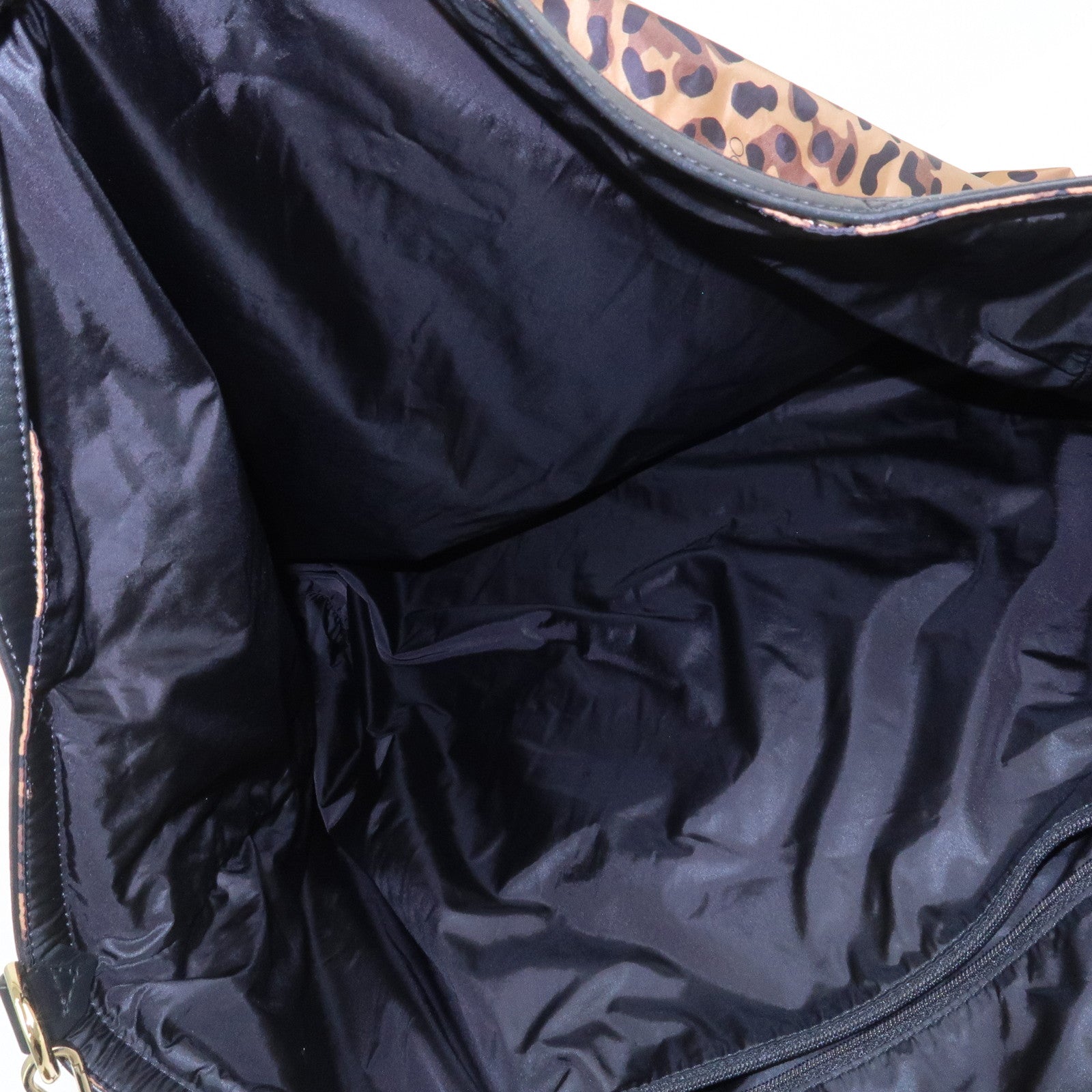 JIMMY CHOO Nylon Tote Bag Shoulder Bag Leopard Brown Black