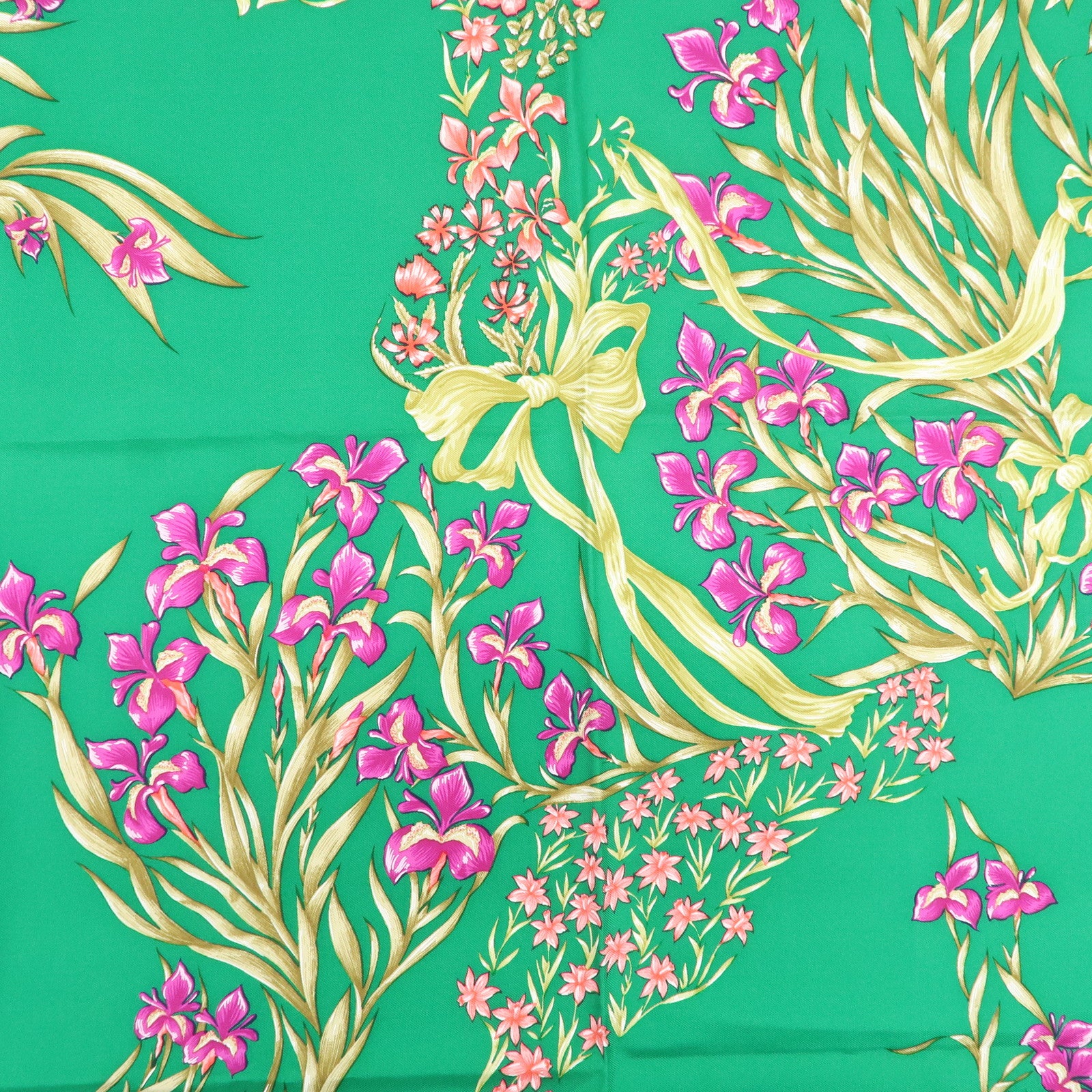 HERMES Carre 90 Silk 100% Scarf H.d'Origny Green