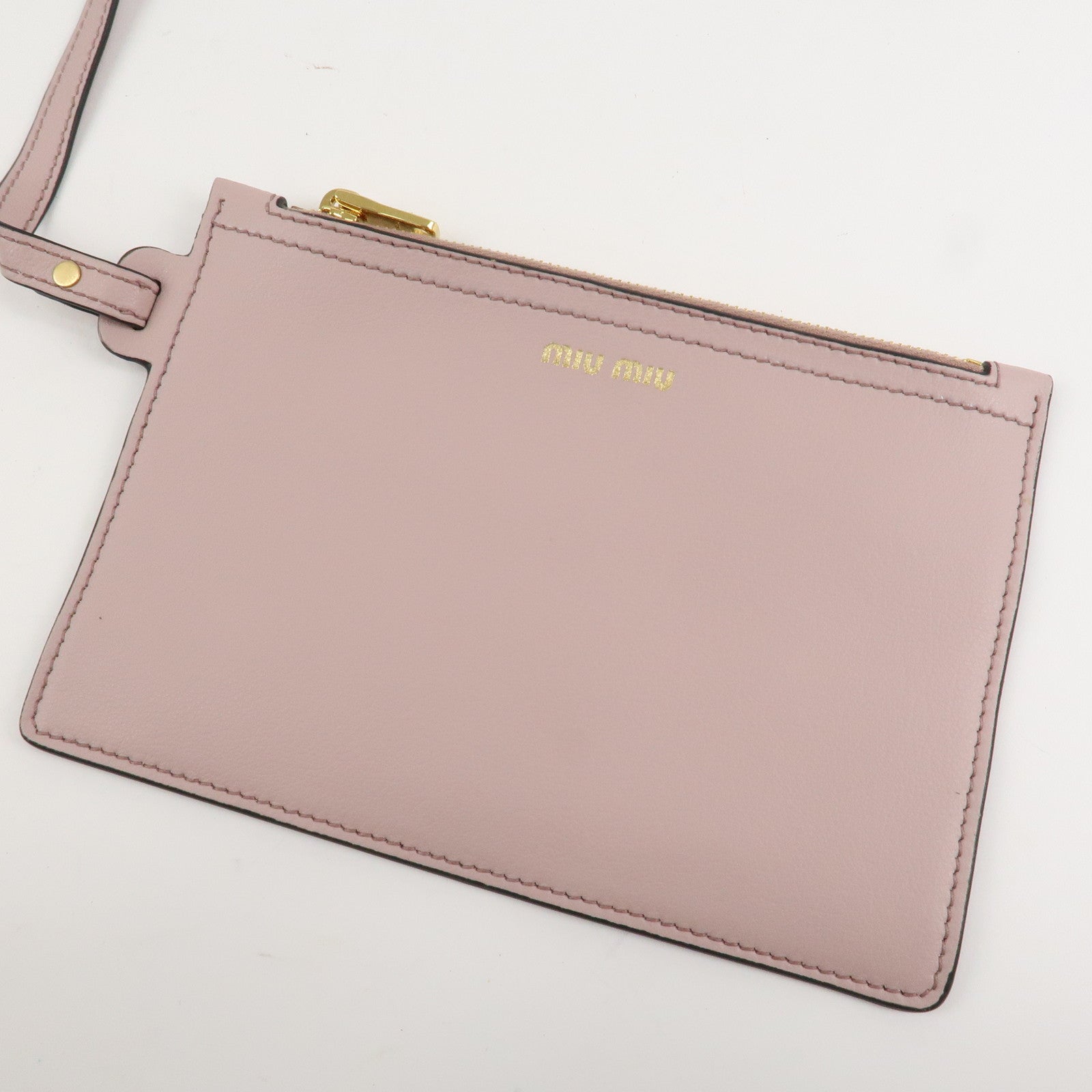 MIU MIU Leather Flower Tote Bag Shoulder Bag Pink 5BG054