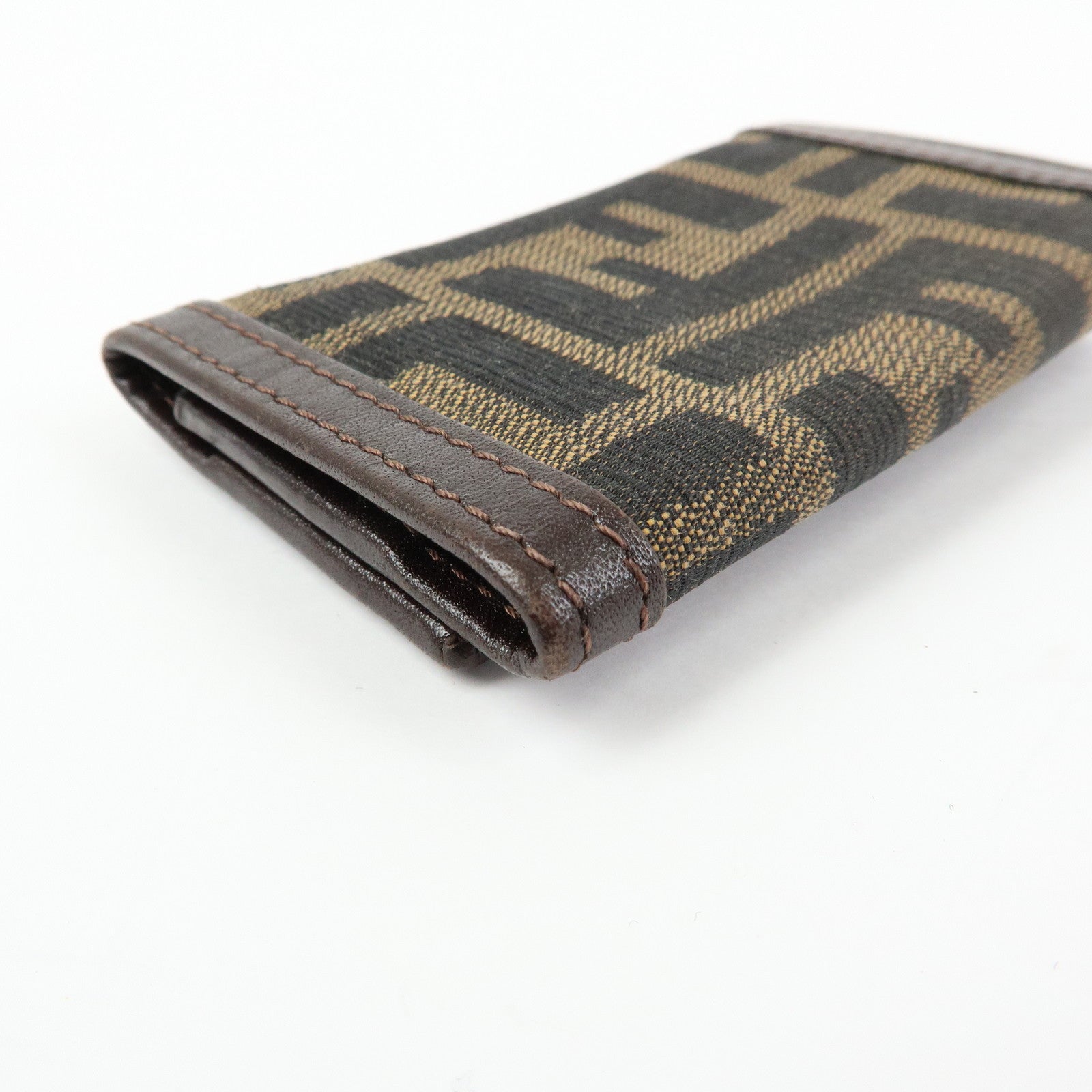 FENDI Zucca Ccanvas Leather Key Case Key Holder Black Brown 513516