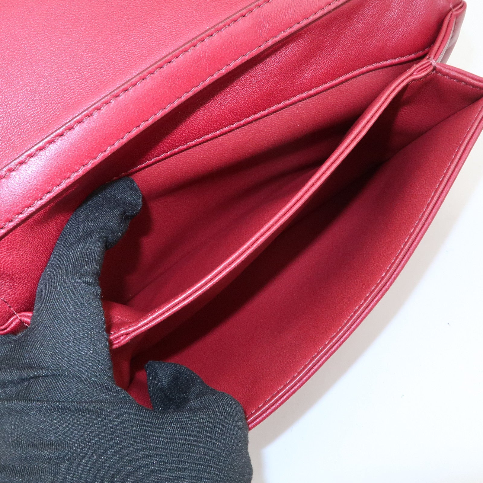 VALENTINO Leather 2Way Bag Shoulder Bag Hand Bag Wine Red