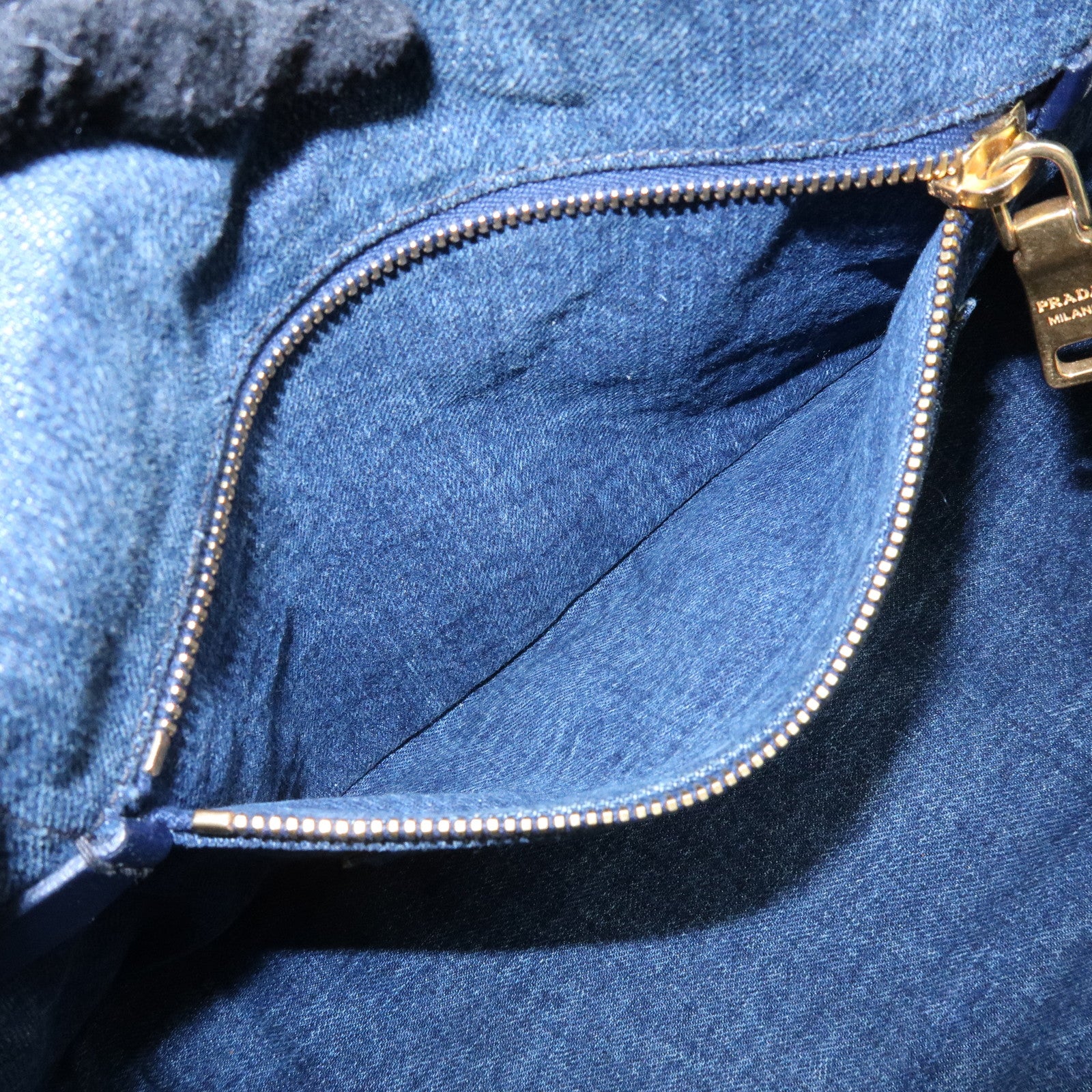 PRADA Logo Canapa Denim Large Tote Bag Hand Bag Blue B1872B