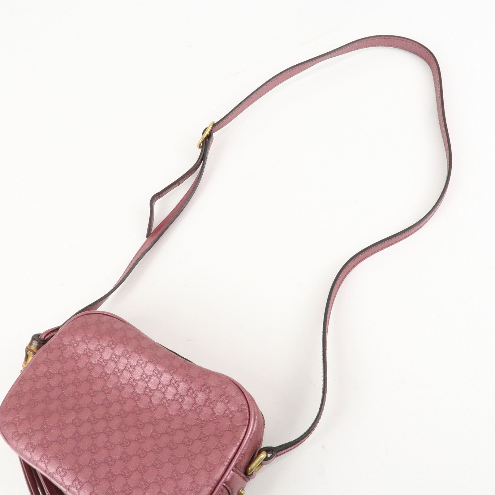 GUCCI Micro Guccissima Leather Shoulder Bag Metallic Pink 309538 Used