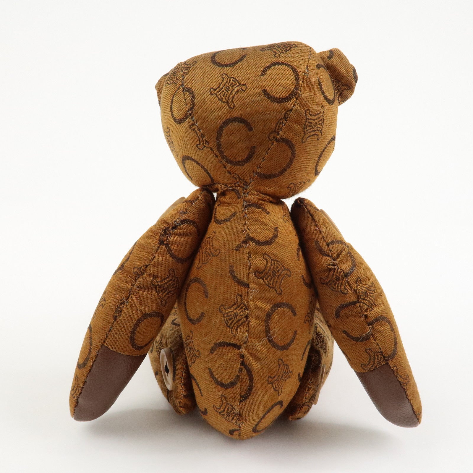 CELINE C Macadam Canvas Leather Teddy Bear Stuffed Animal Brown