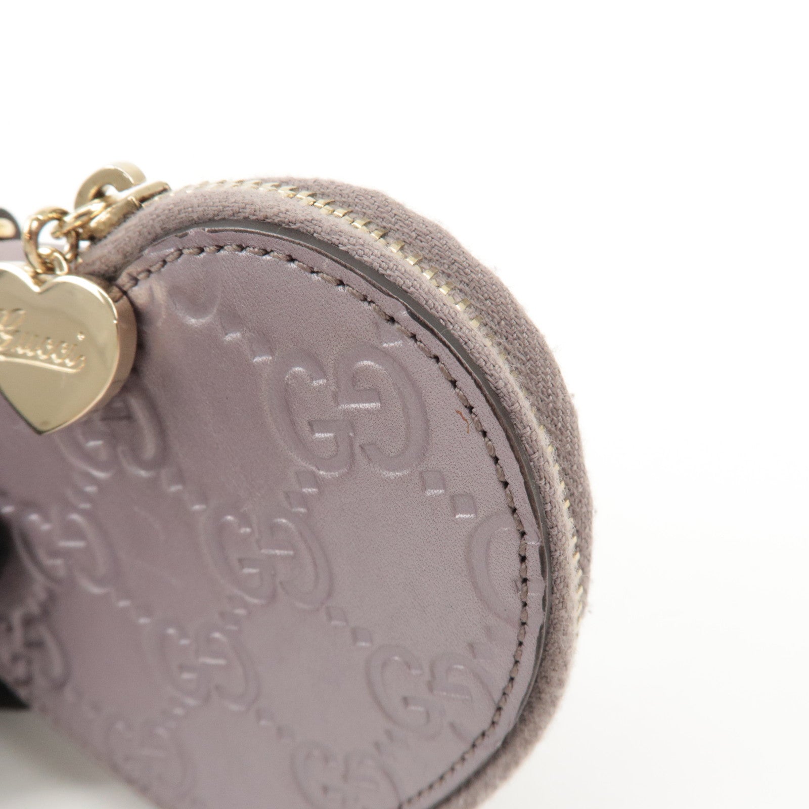 GUCCI Lovely Heart Guccissima Leather Coin Case Light Purple 152615 Used