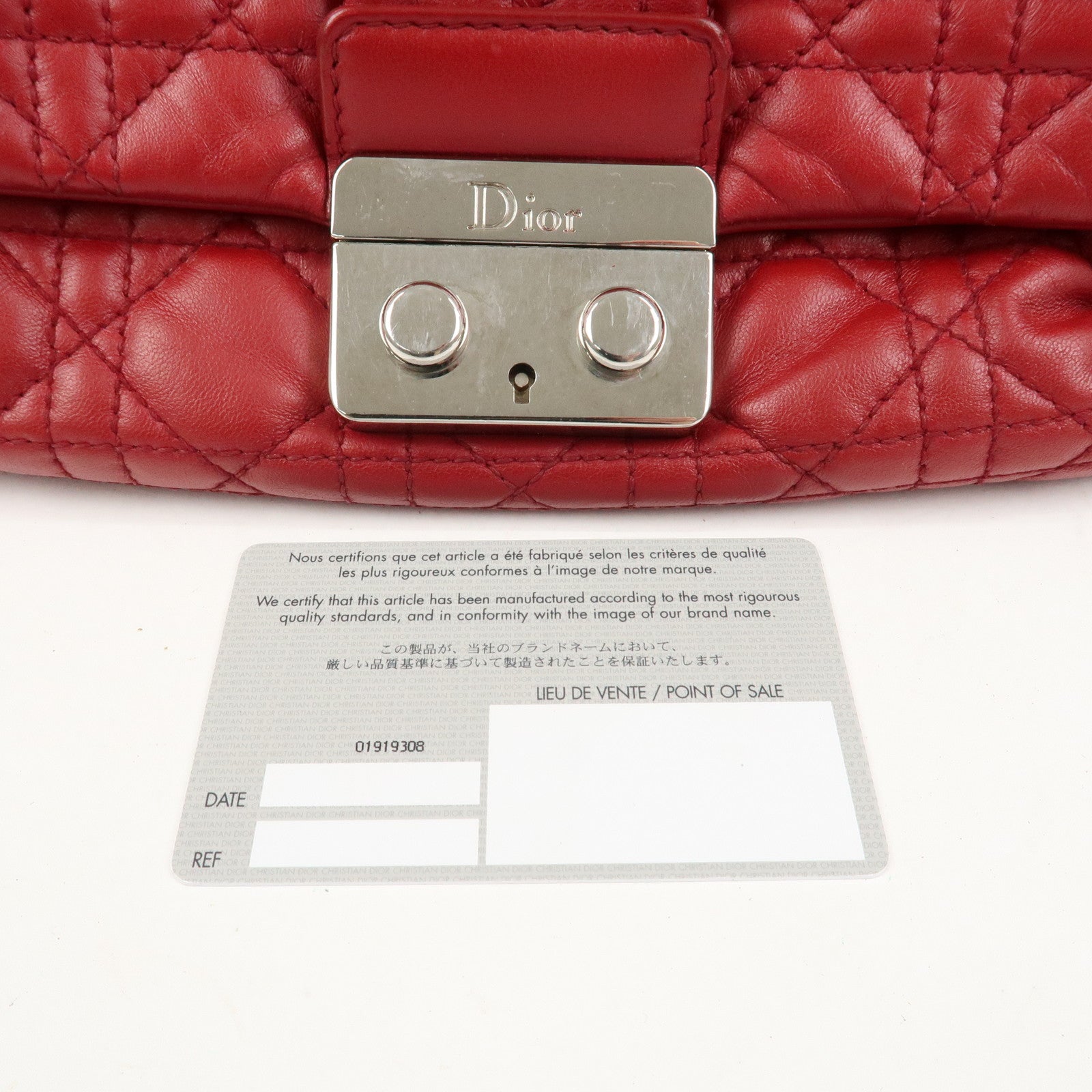 Christian Dior Canage Leather Chain Shoulder Bag Hand Bag Red