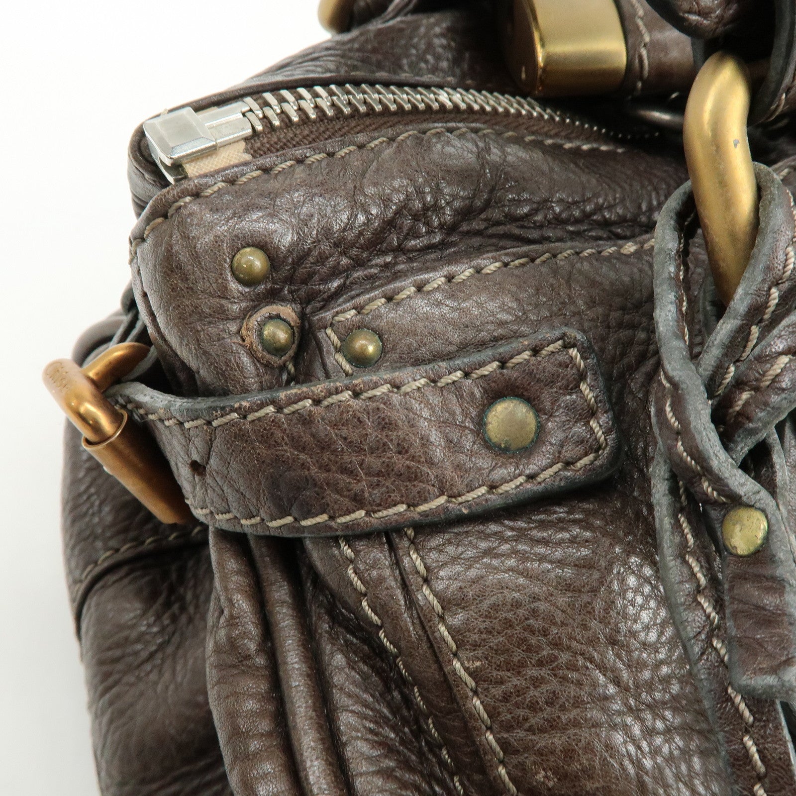 Chloe Paddington Leather Tote Bag Shoulder Bag Dark Brown