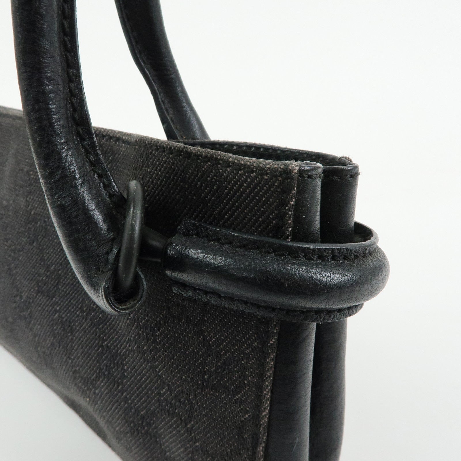 GUCCI GG Denim Leather Shoulder Bag Hand Bag Black 101345