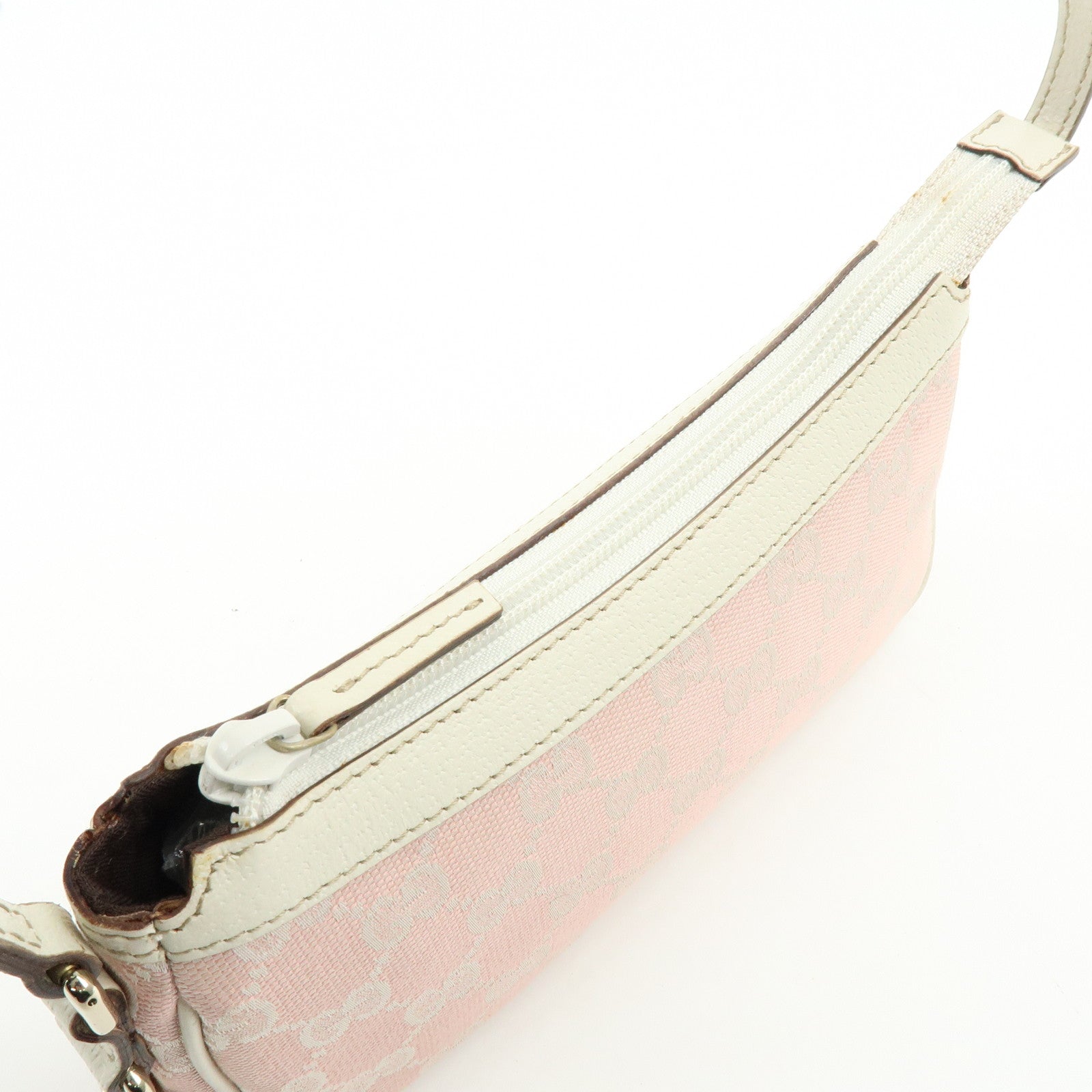 GUCCI GG Canvas Leather Hand Bag Pouch Shoulder Bag Pink 154432