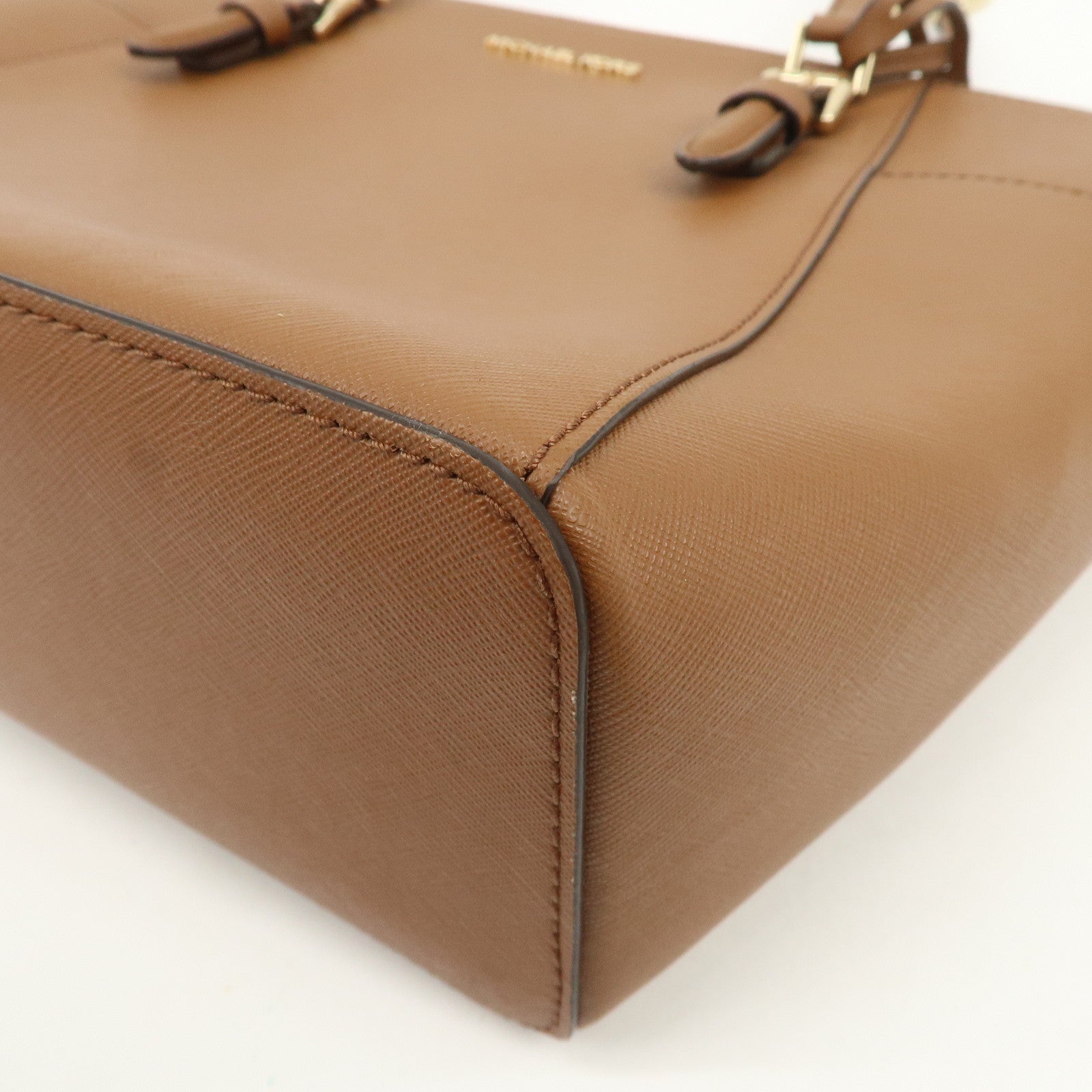 MICHAEL KORS Leather Tote Bag Shoulder Bag Brown Gold