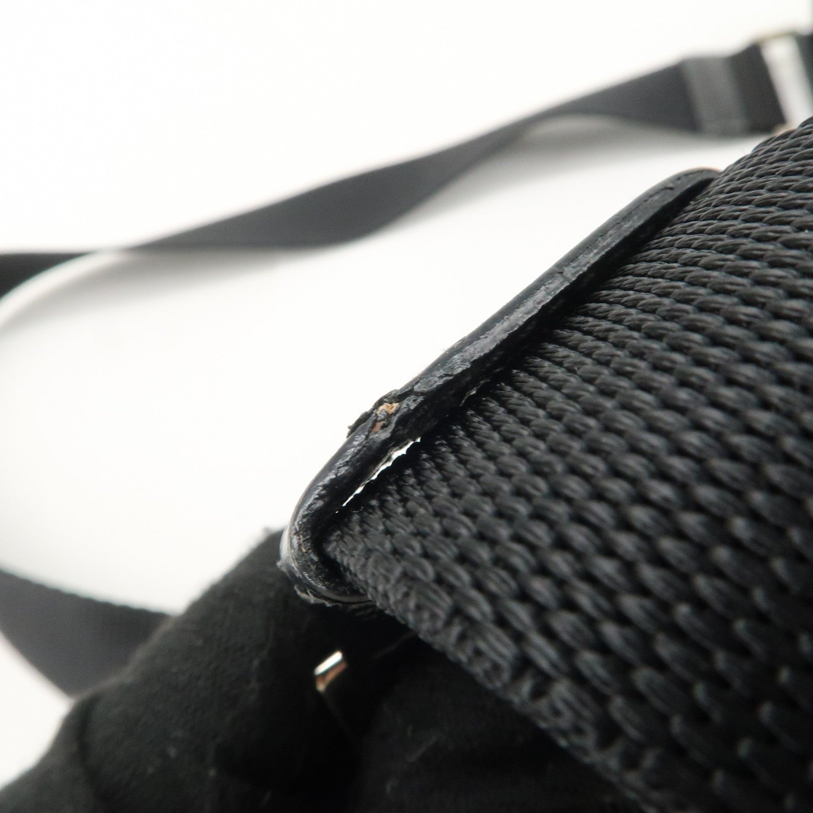 PRADA Triangle Logo Nylon Shoulder Bag Crossbody Bag Black Used