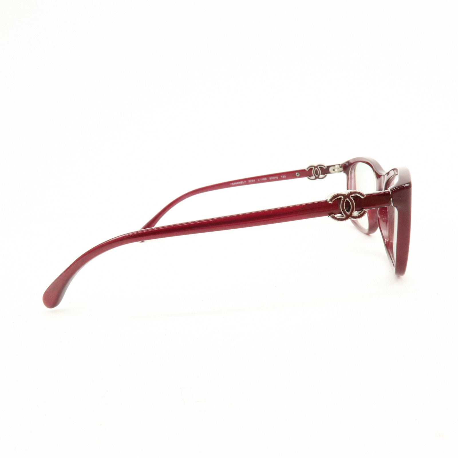CHANEL COCO Mark Plastic Glasses Wine Red 3234 52□16 135