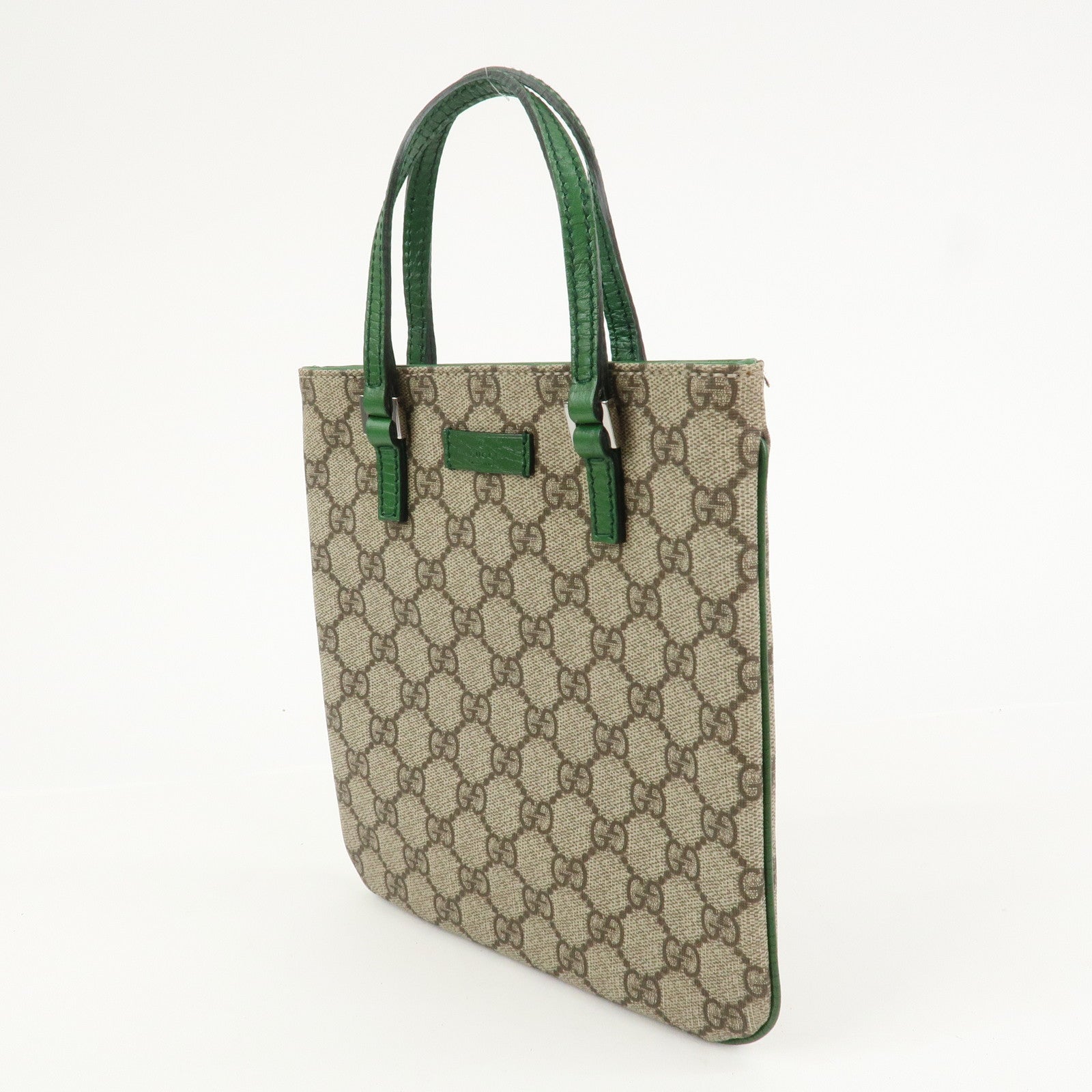 GUCCI GG Supreme Leather Hand Bag Tote Bag Beige Green 114600