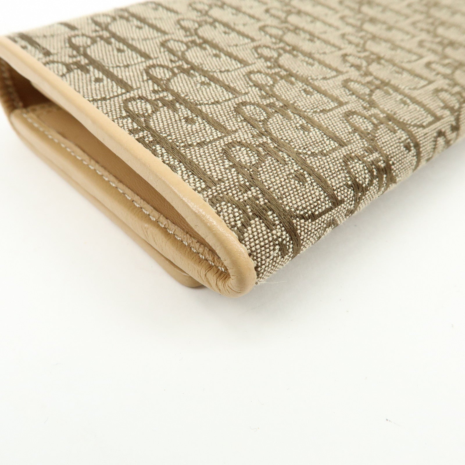 Christian Dior Trotter Jaquard Canvas Leather Long Wallet Brown