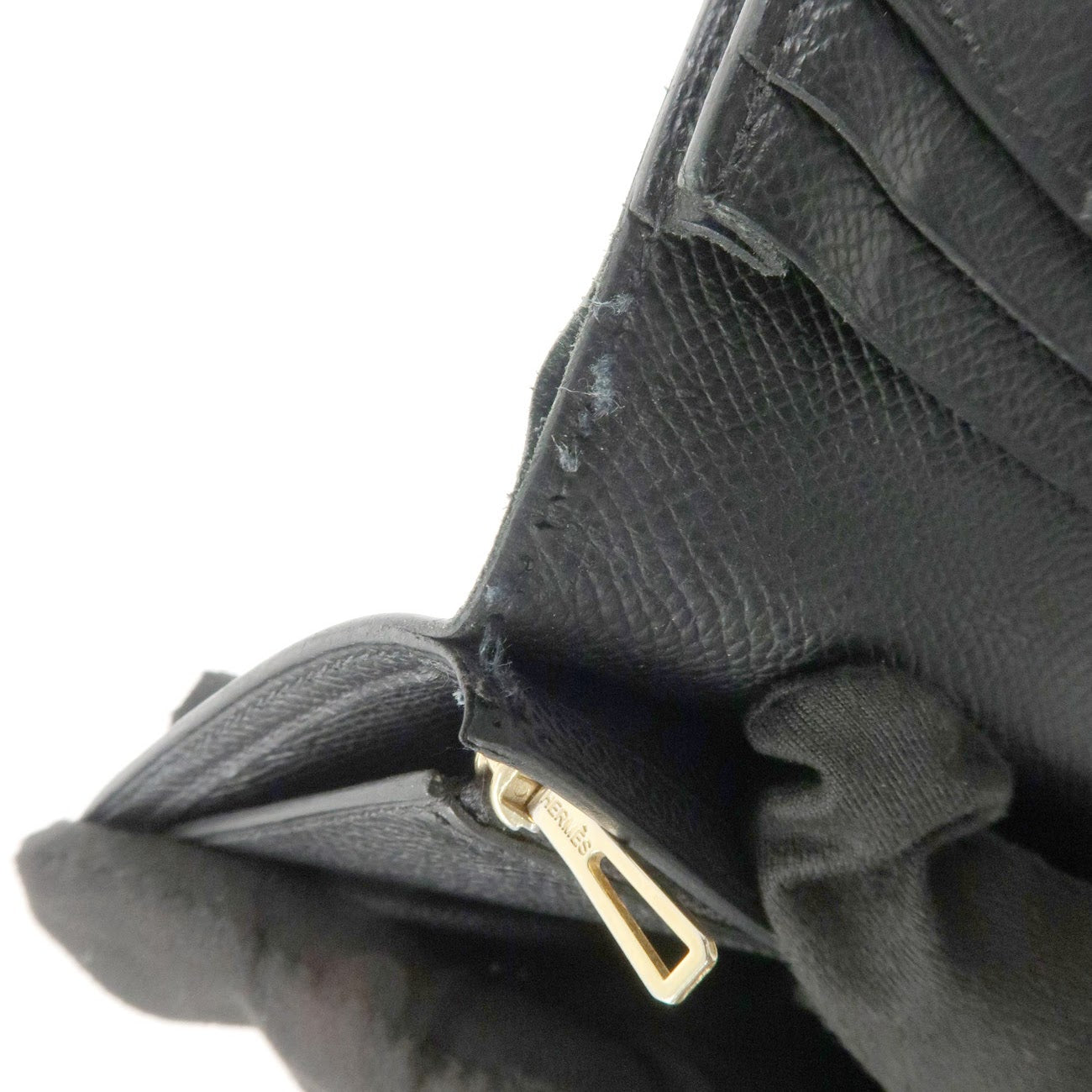 HERMES Epson Bearn Soufflet Long Wallet C Stamped Black Used