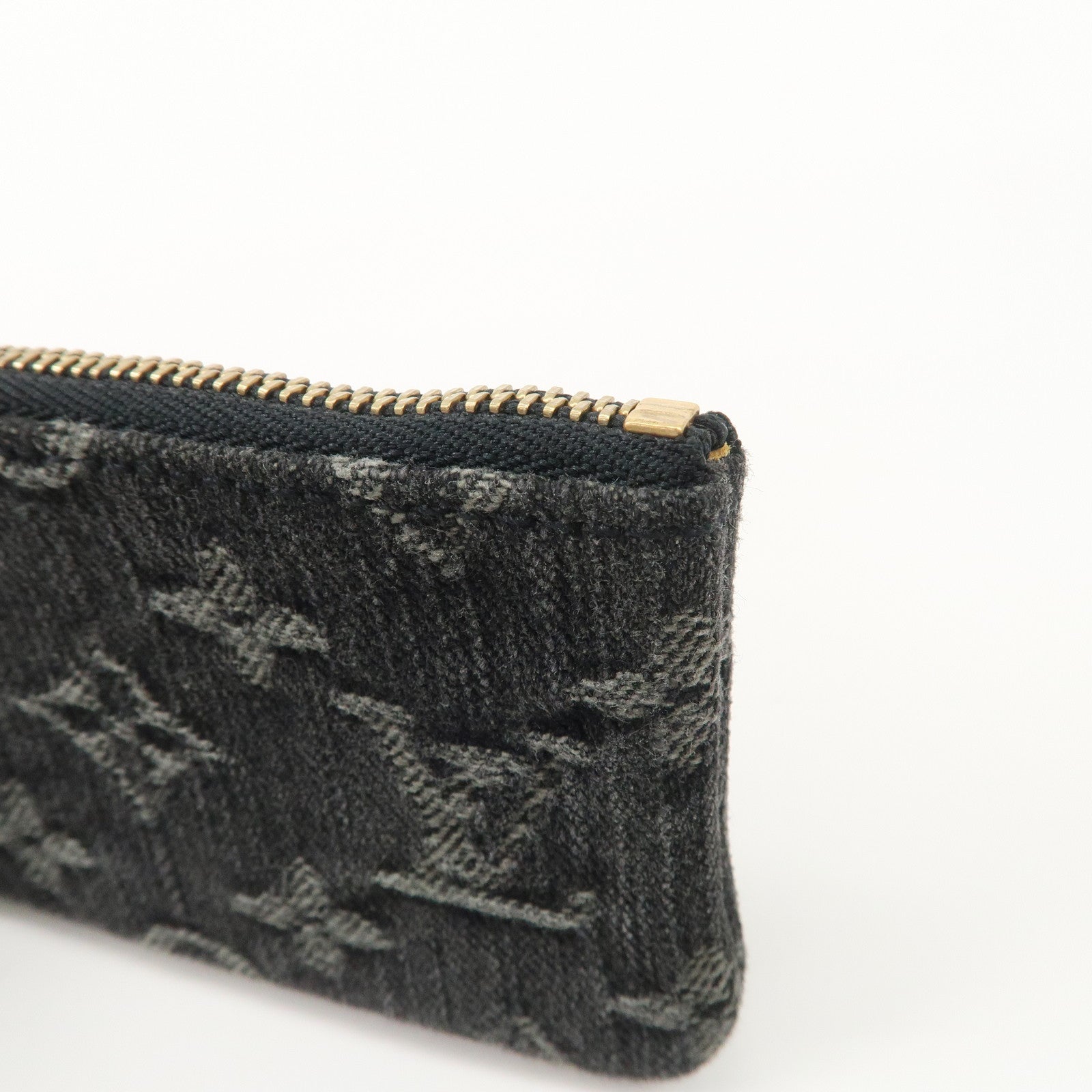 Louis Vuitton Monogram Denim Pochette Cles Coin Case Black M95616