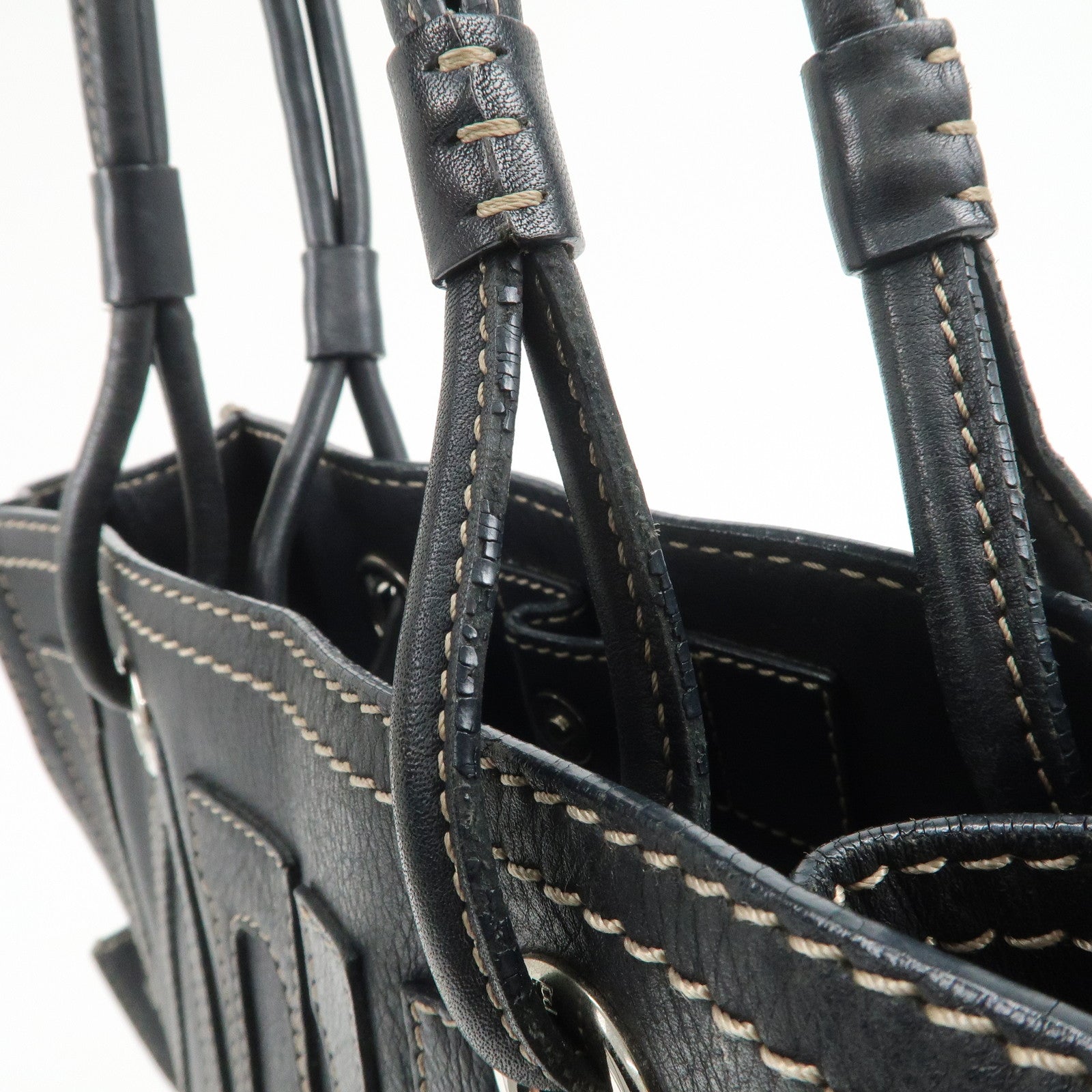 LOEWE Anagram Calf Leather Tote Bag Shoulder Bag Black